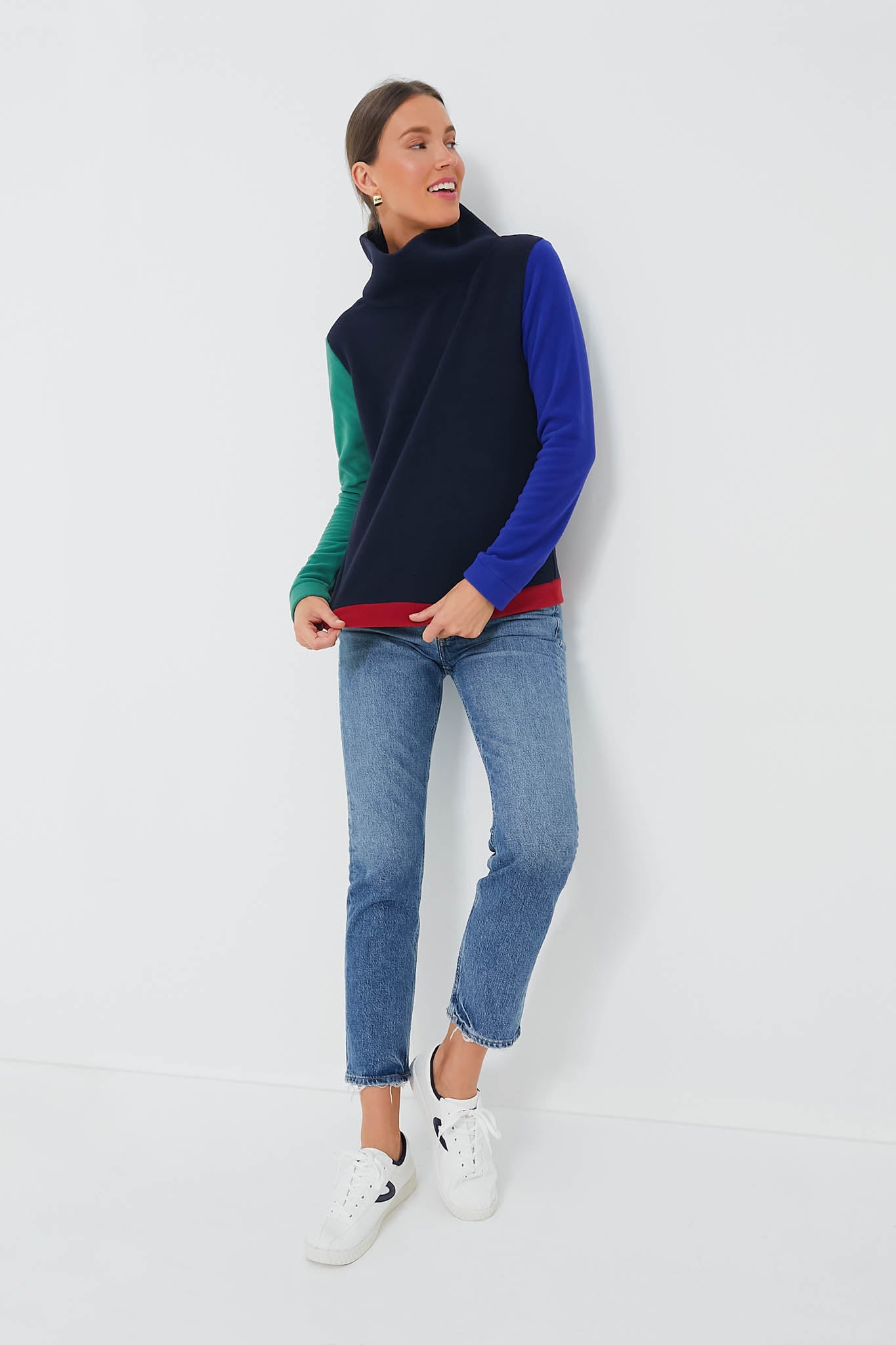 Exclusive Navy Tricolor Colorblock Park Slope-Beilave