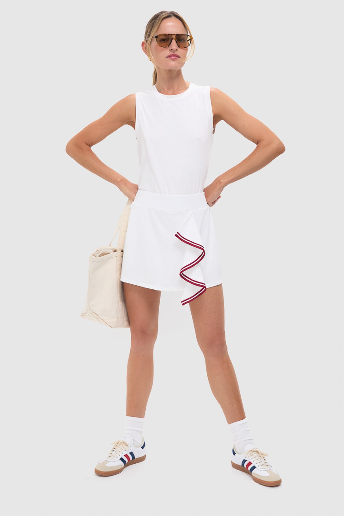 White Faux Wrap 14 Inch Performance Jersey Alexis Tennis Skirt-Beilave