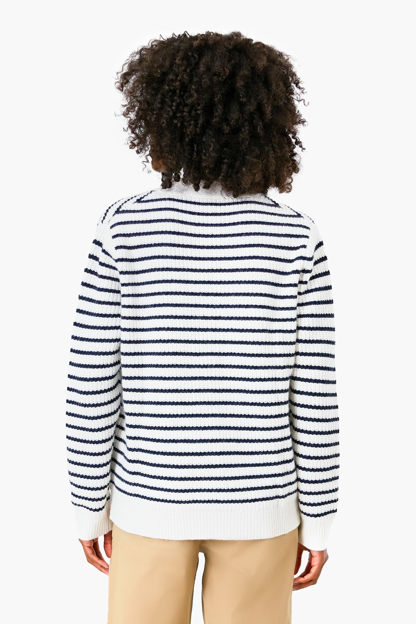 The Cream and Navy Monica Cardigan-Beilave