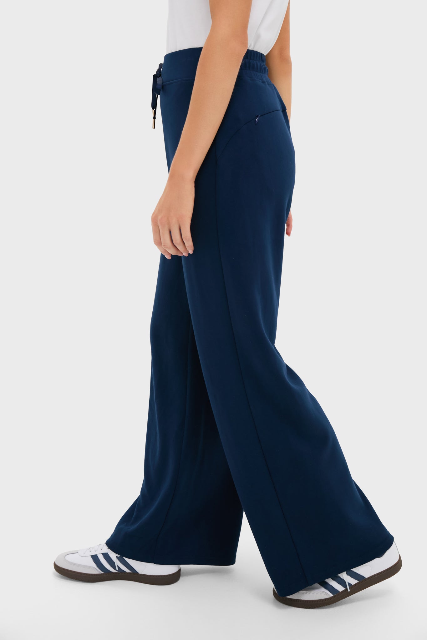Navy Wide Leg Comfort Stretch Finn Pants-Beilave