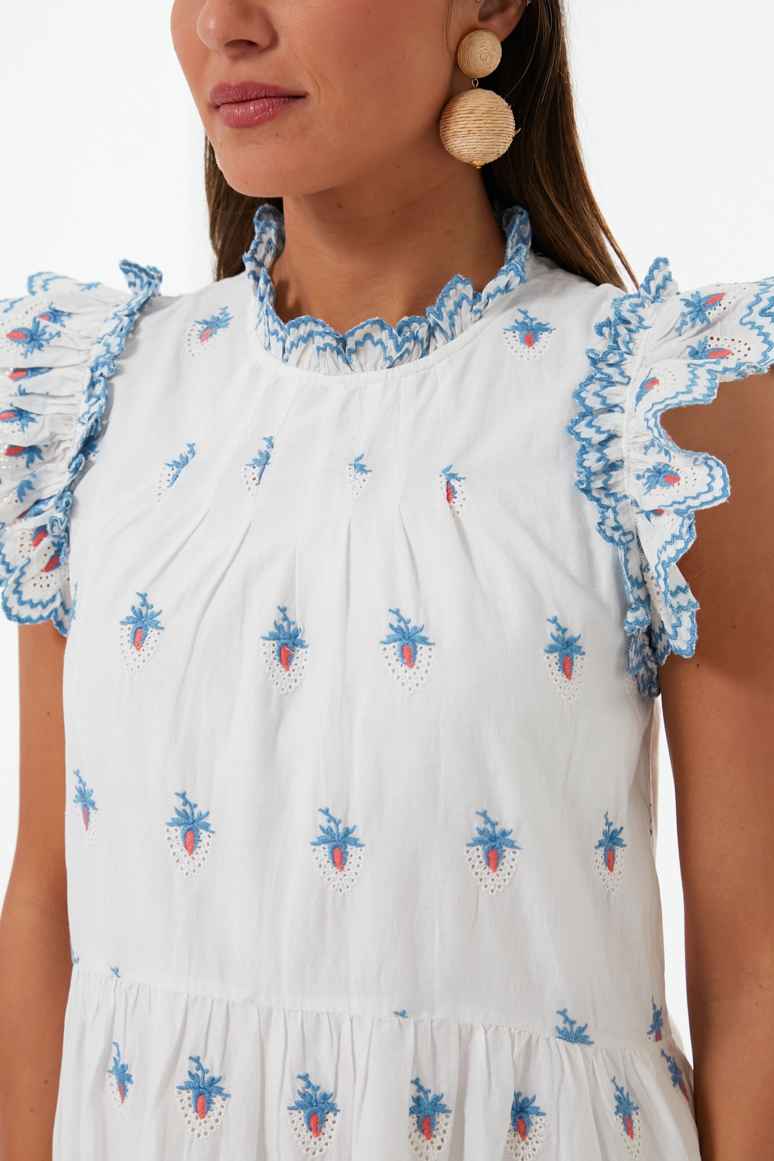 Cream Renee Embroidery Strawberry Dress-Beilave