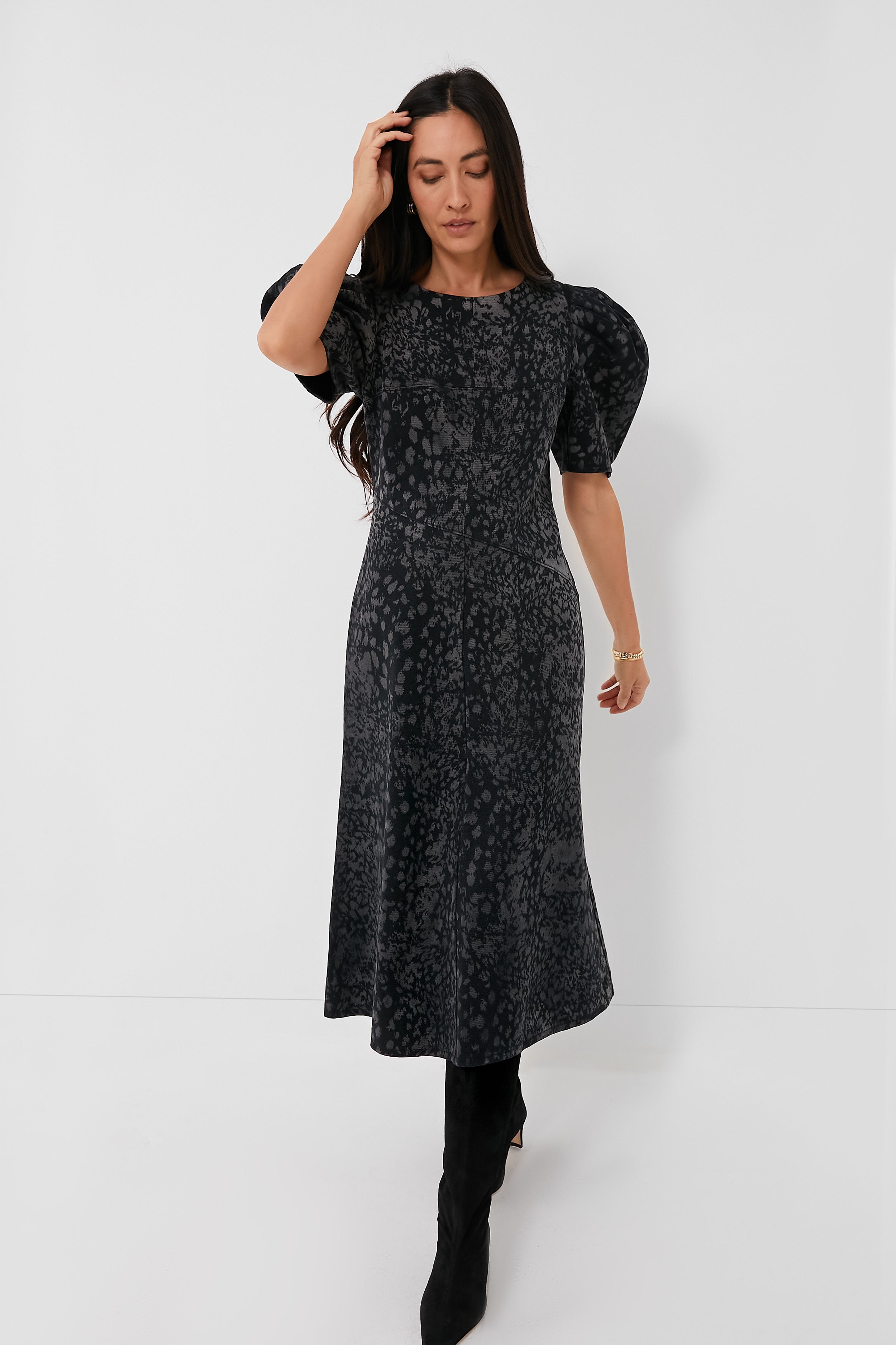 Charcoal Harlow Midi Dress-Beilave