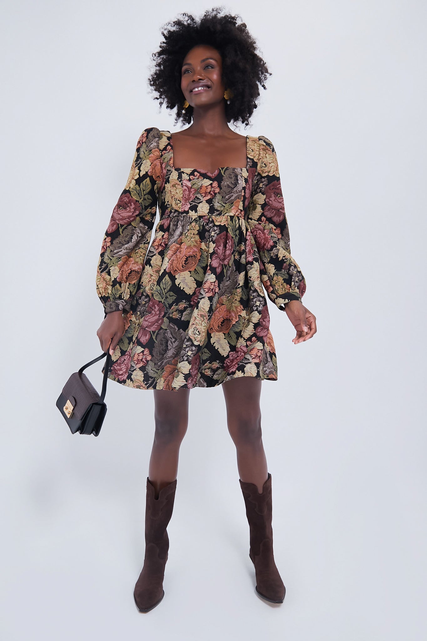 Chocolate Multi Fleur Dress-Beilave