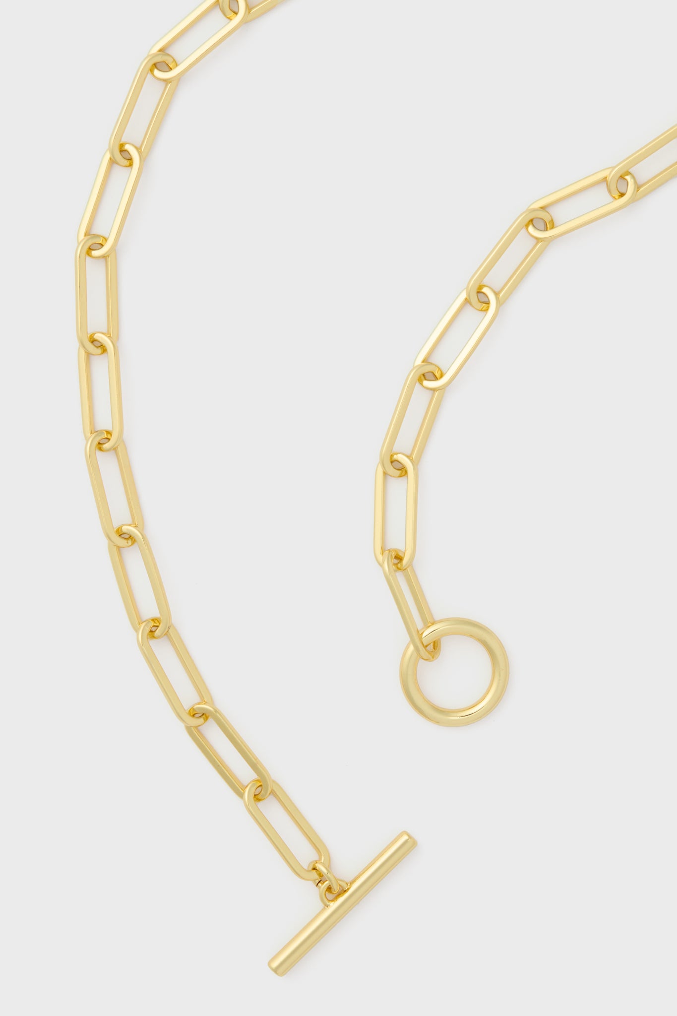 Gold Paperclip Toggle Clasp Necklace-Beilave