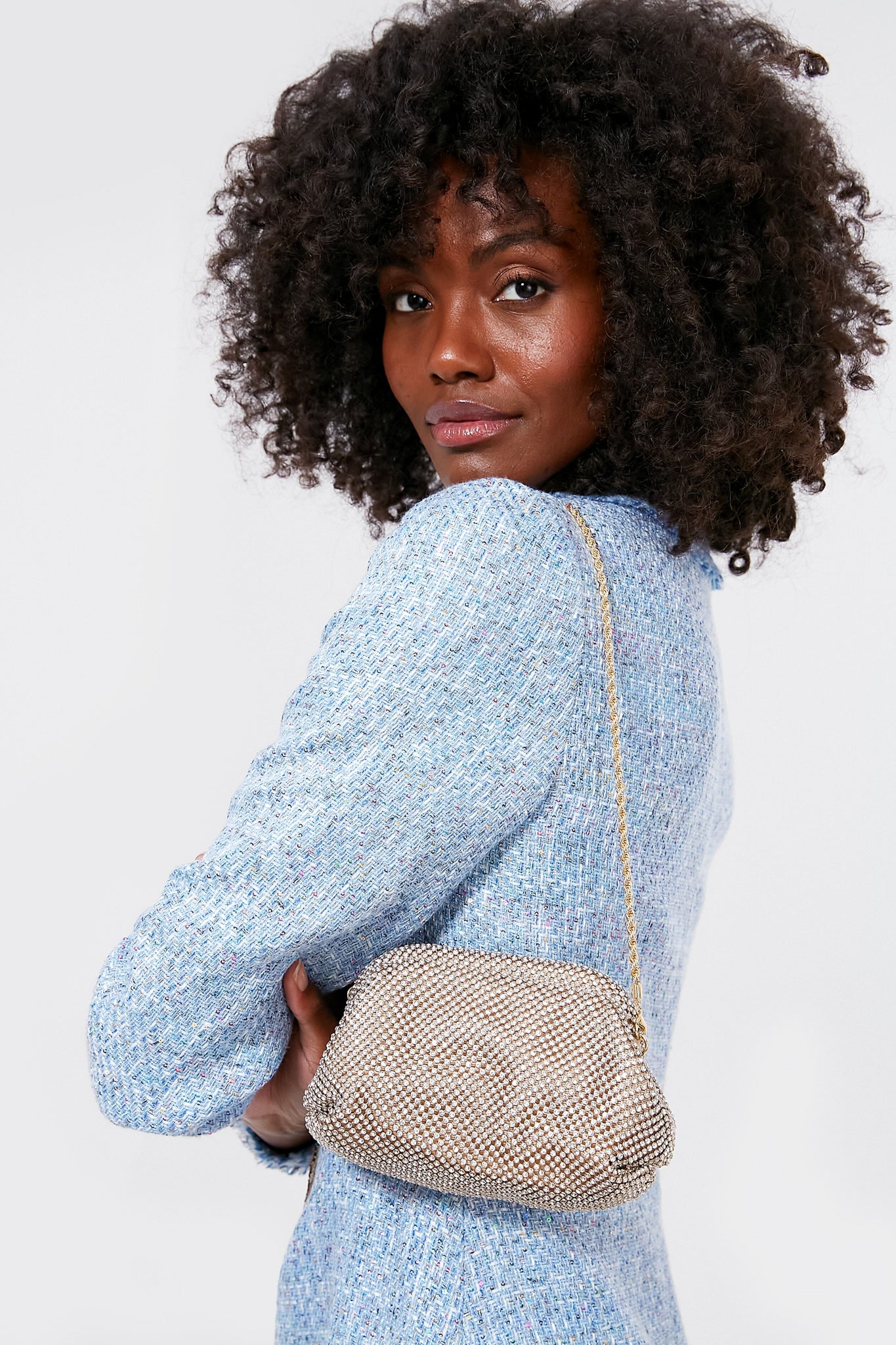 Gold Diamante Doris Micro Clutch-Beilave