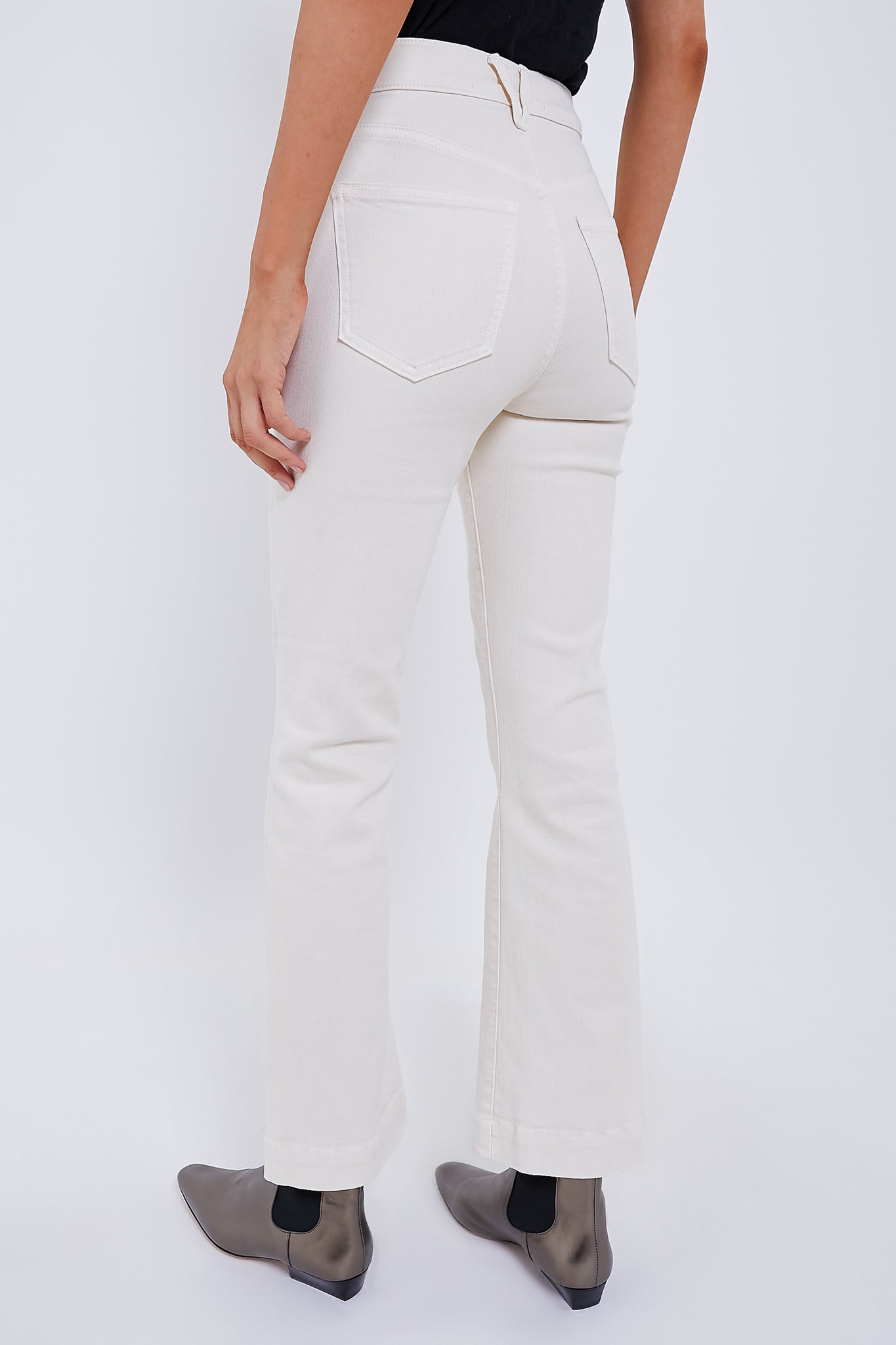 Ecru Carson High Rise Ankle Flare-Beilave