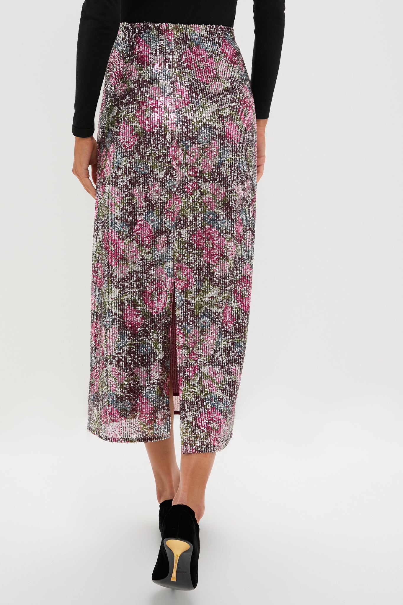 Floral Sequin McKey Midi Skirt-Beilave