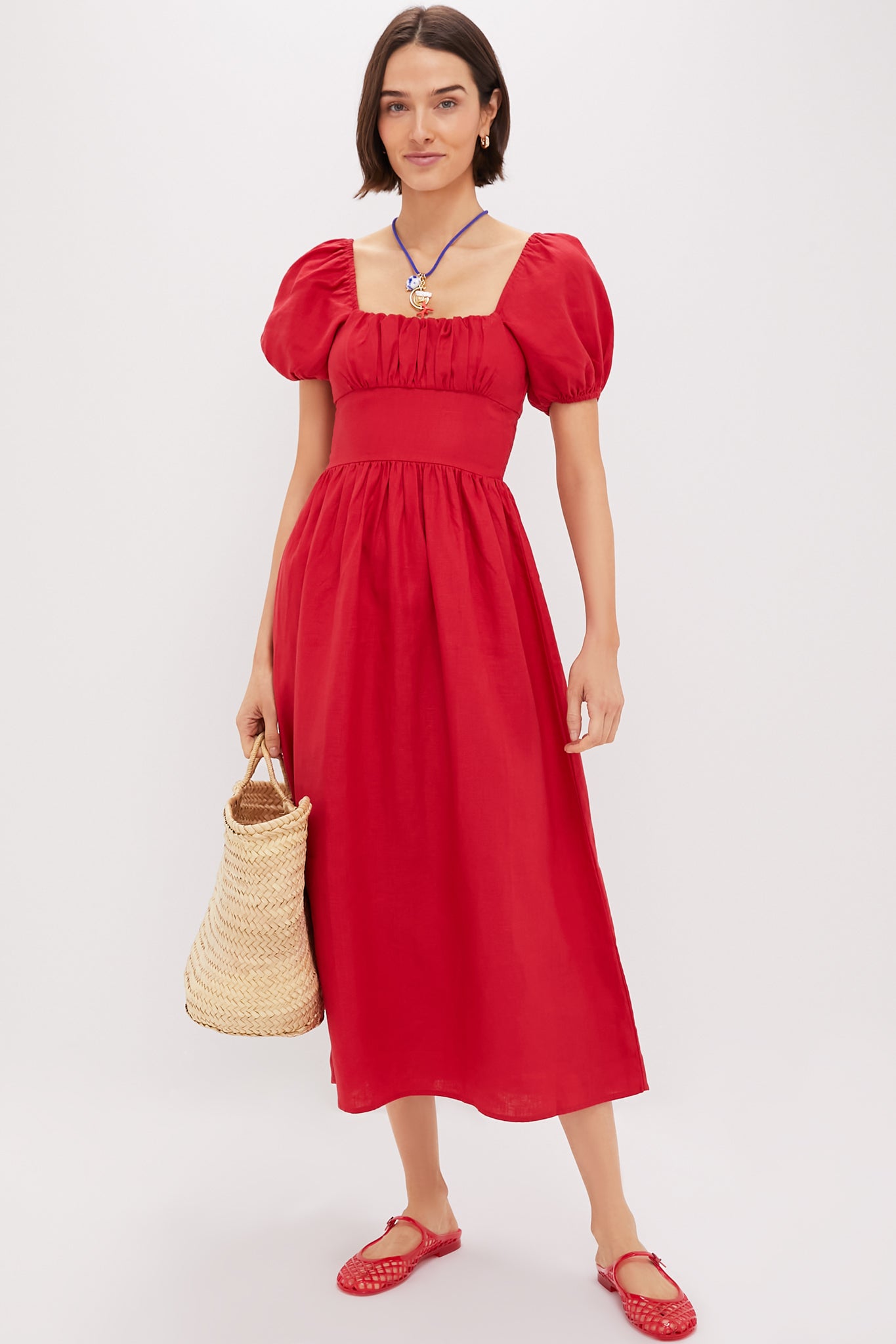 Red Dalia Midi Dress-Beilave