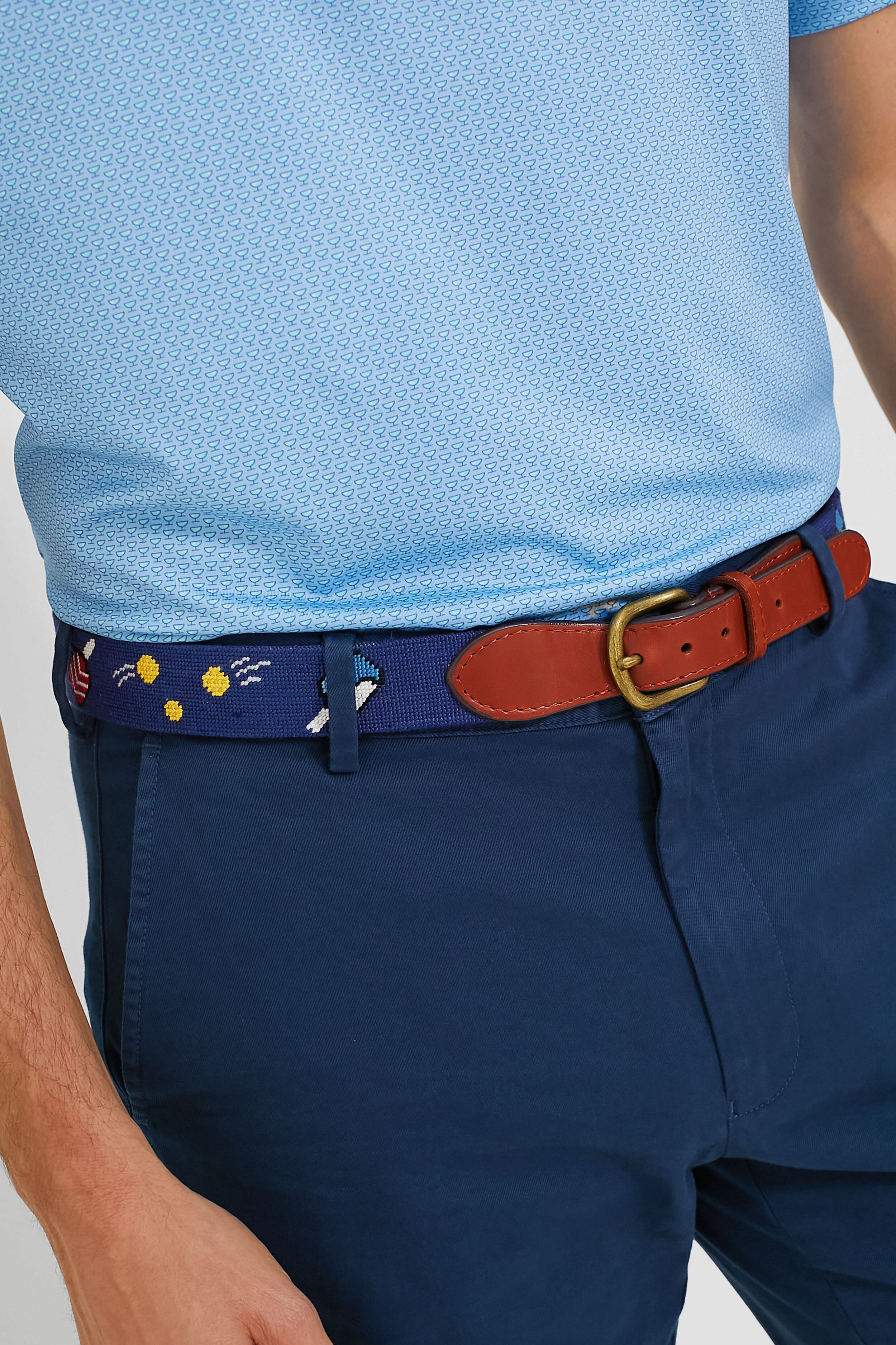 Navy Wacky Pickleball Needlepoint Belt-Beilave