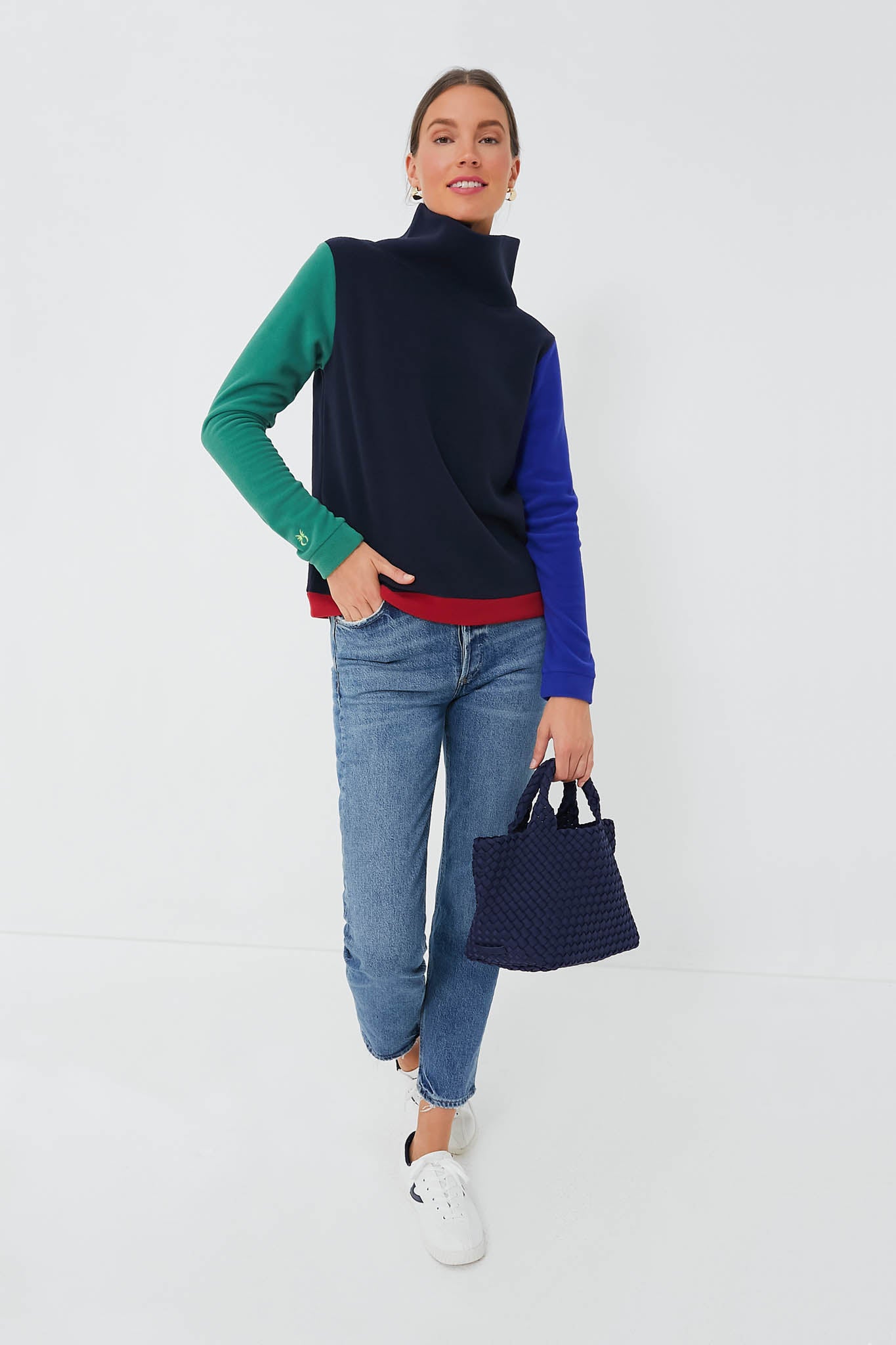 Exclusive Navy Tricolor Colorblock Park Slope-Beilave