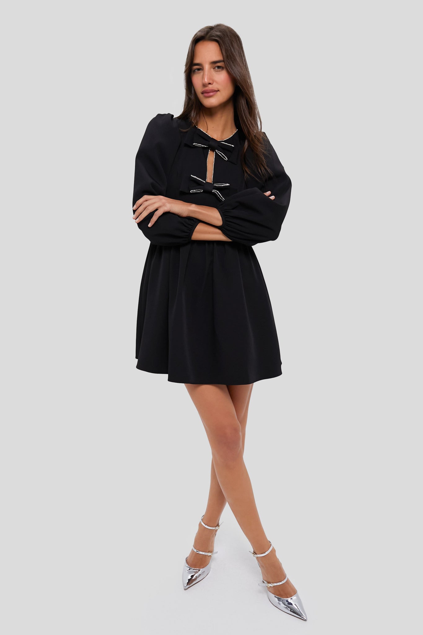 Embellished Bow Blair Mini Dress-Beilave