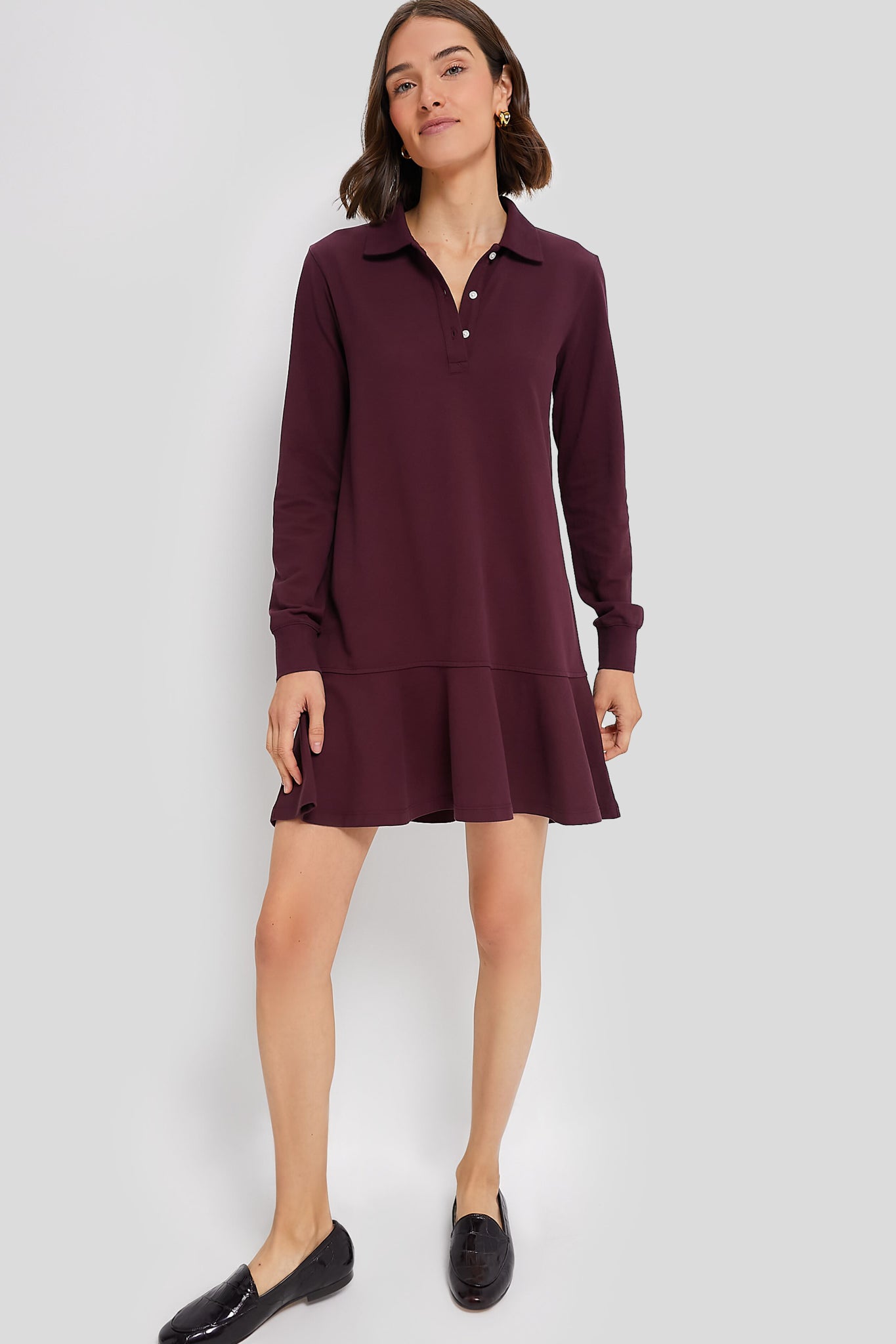 Winetasting Long Sleeve Pique May Polo Dress-Beilave