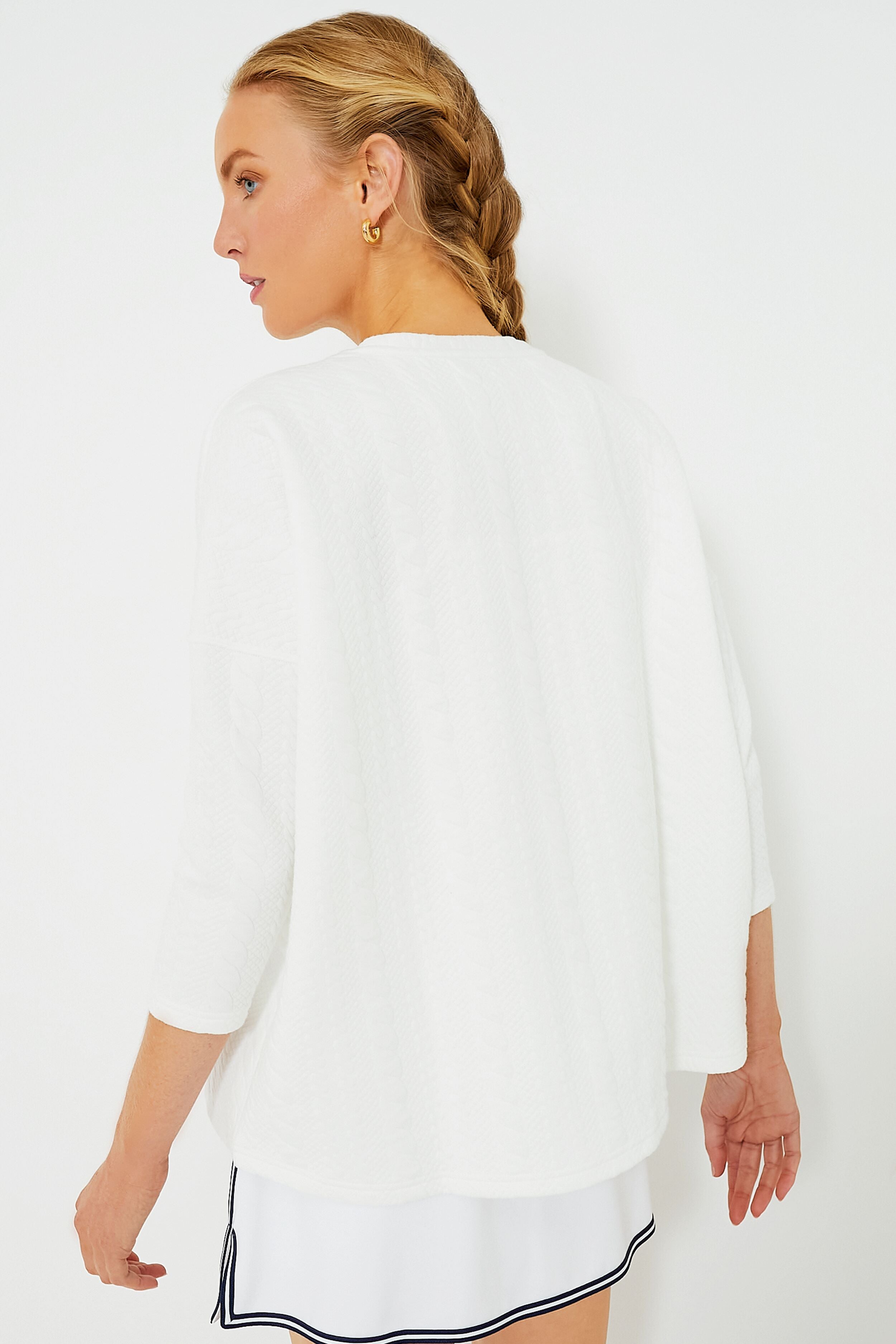 White Cable Ally Swing Sweatshirt-Beilave