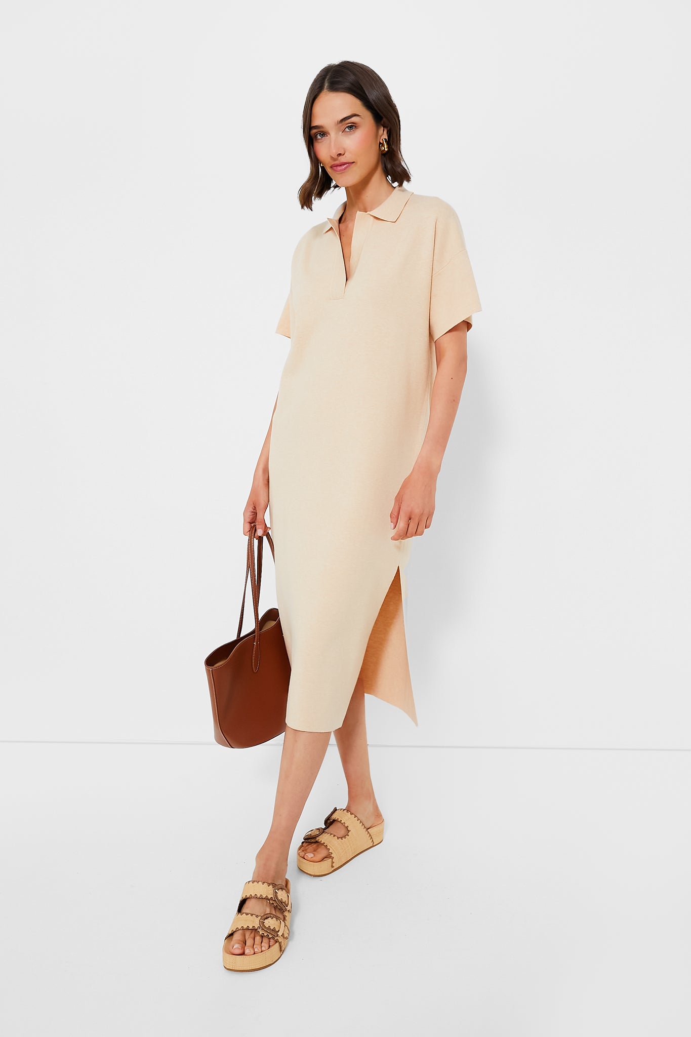 Tan Channing Polo Midi Dress-Beilave