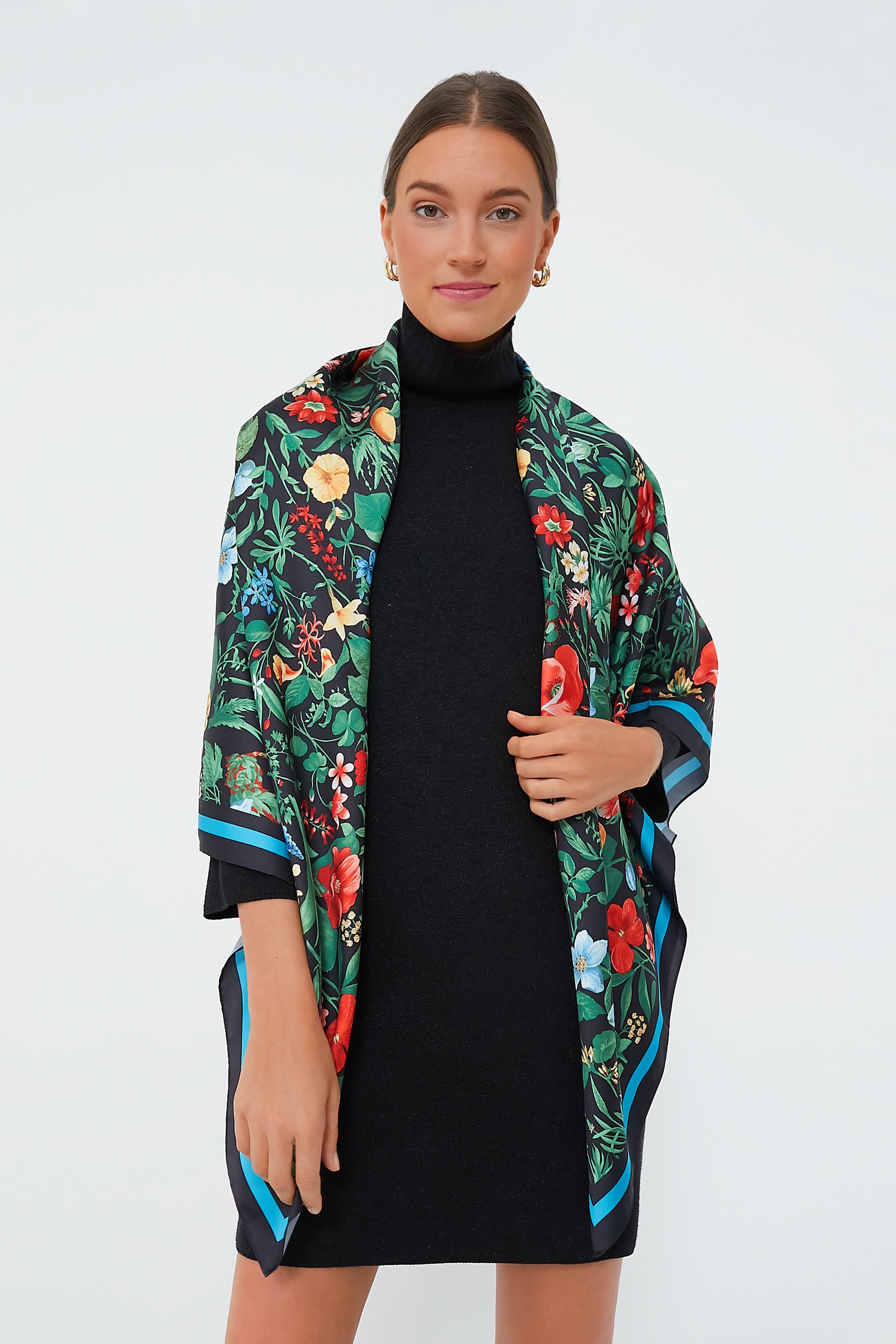 Noir Blooming Botanical Scarf-Beilave