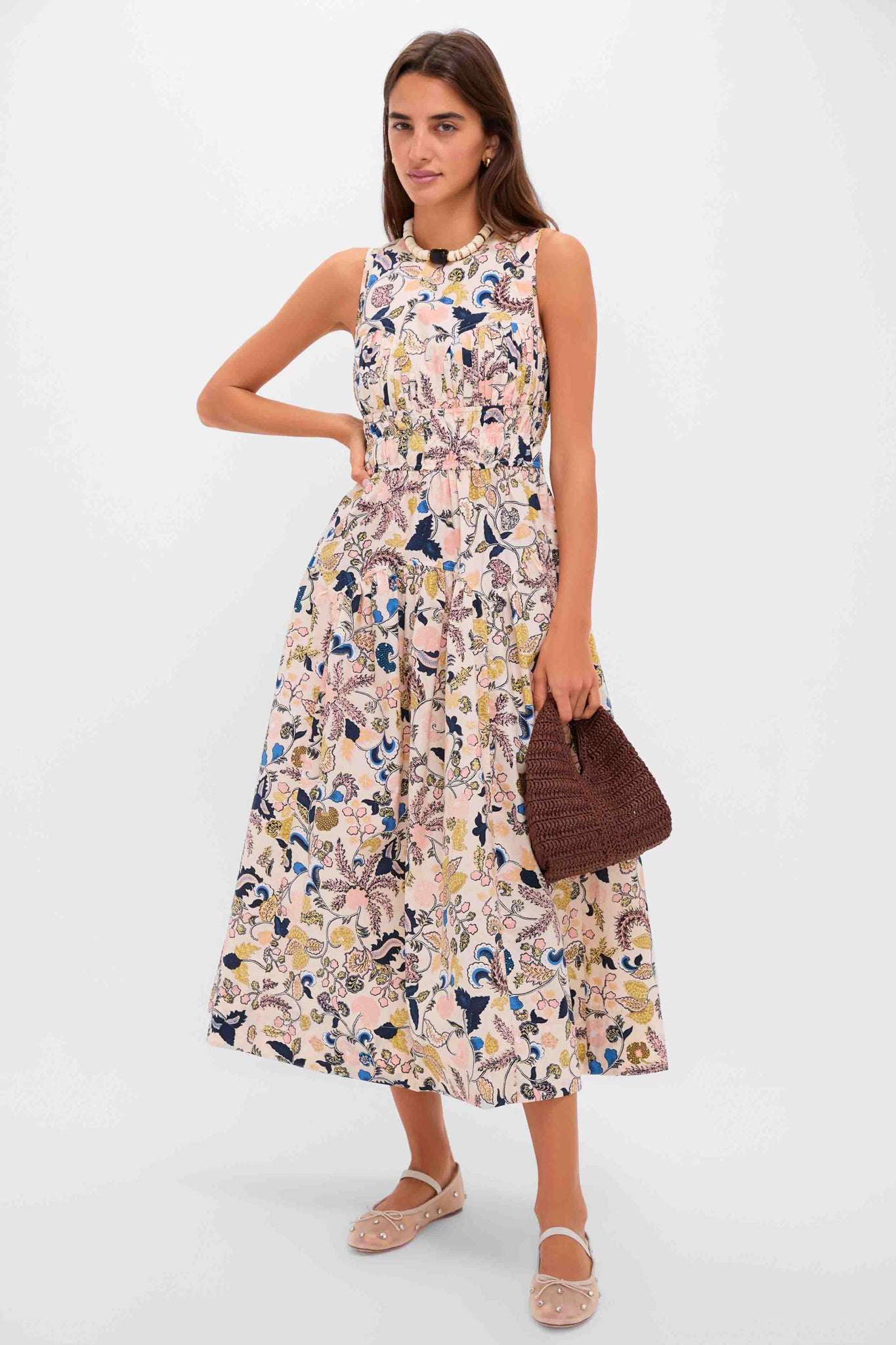 Cream Mesh with Clear Rhinestones Leonie Flats-Beilave