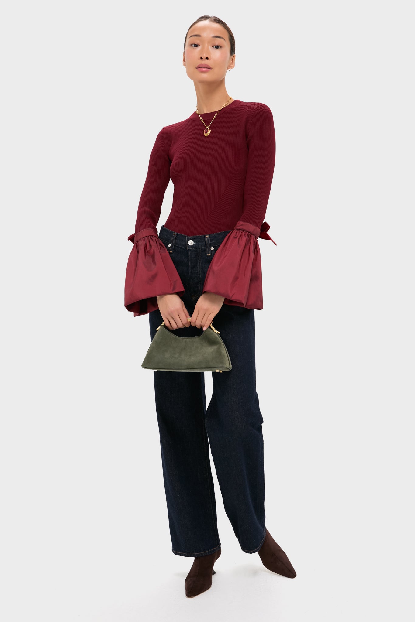Oxblood Agata Long Sleeve Top-Beilave