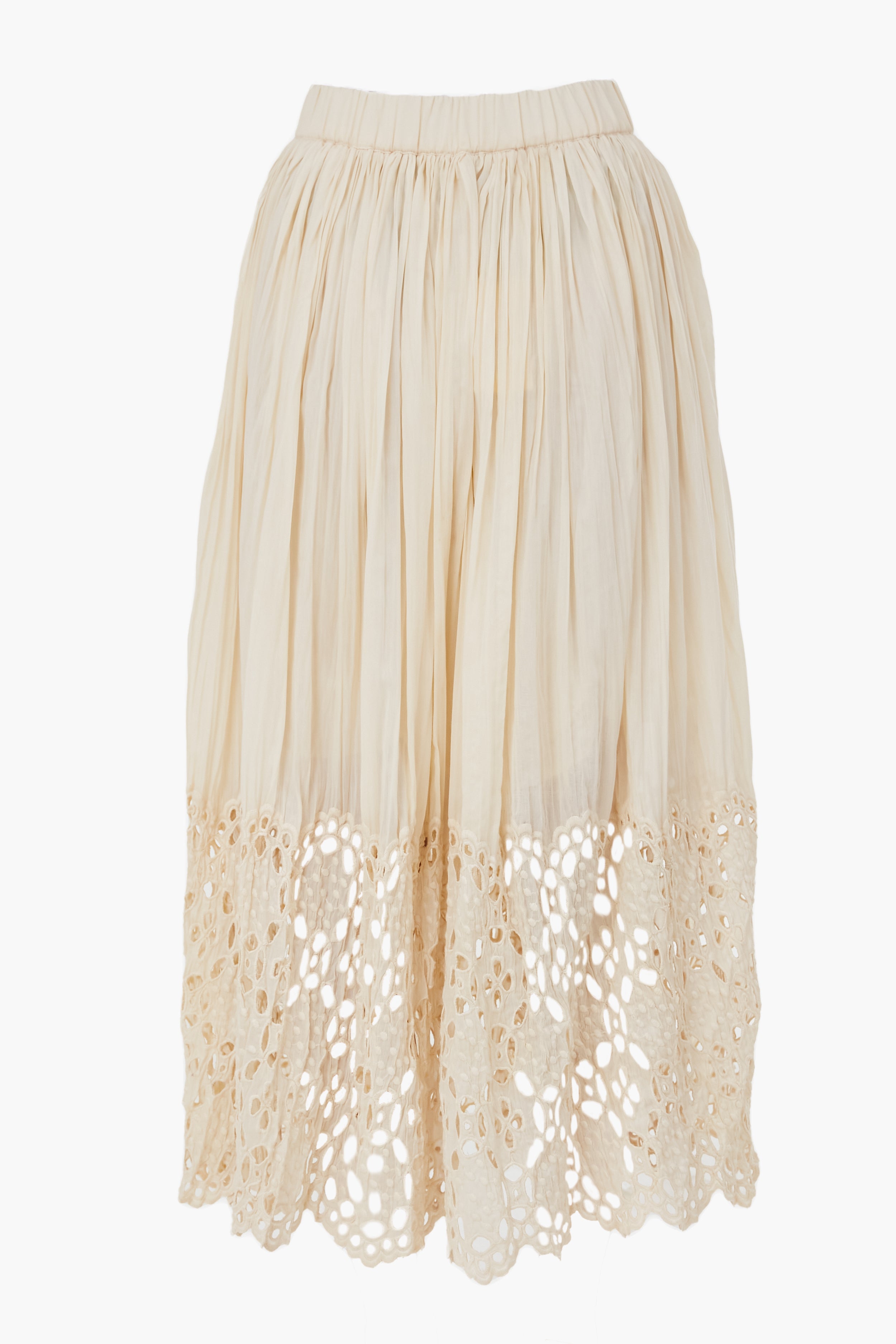 Cream Elyse Print Eyelet Skirt-Beilave
