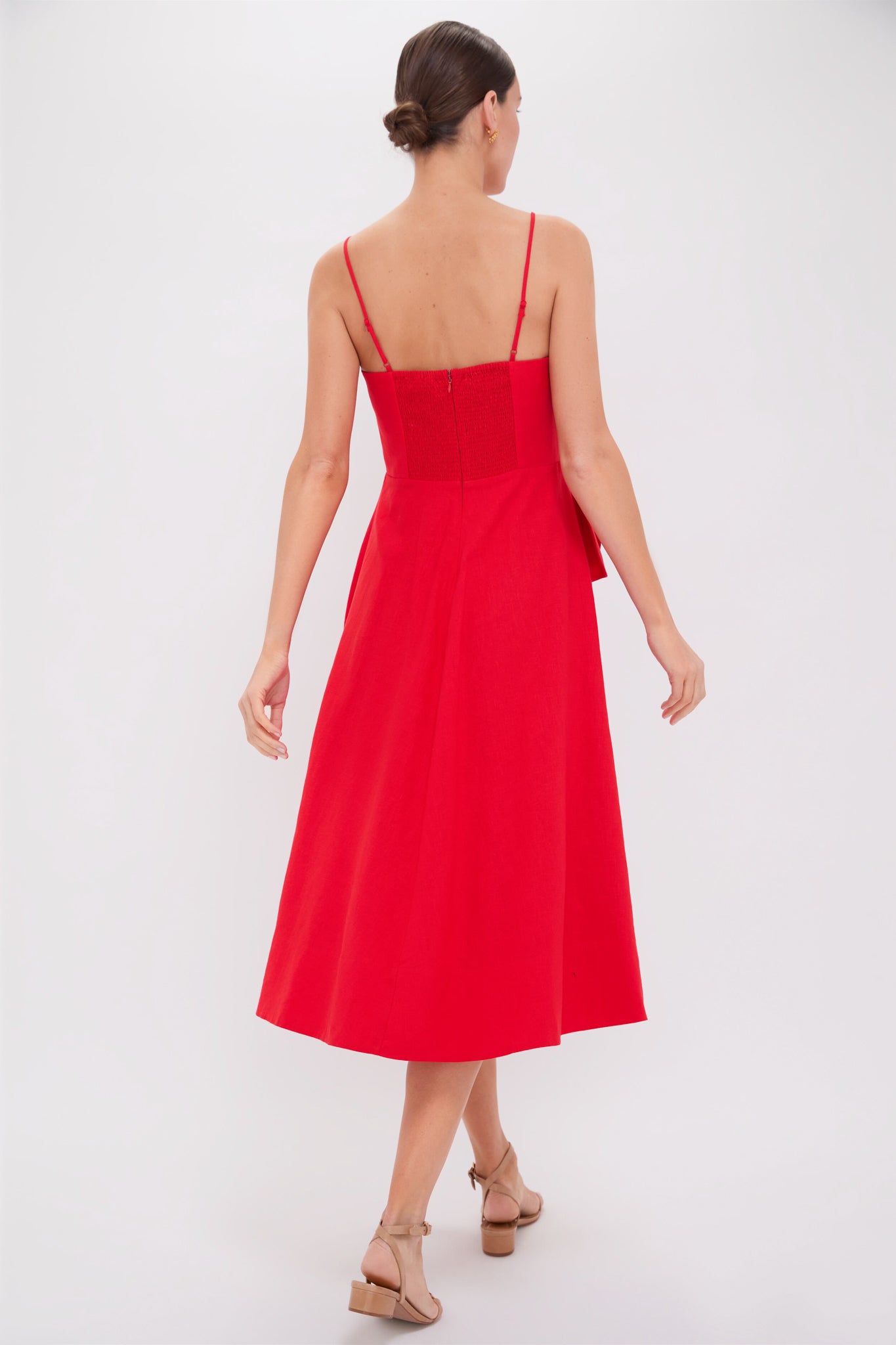 Red Garden Sleeveless Midi Dress-Beilave