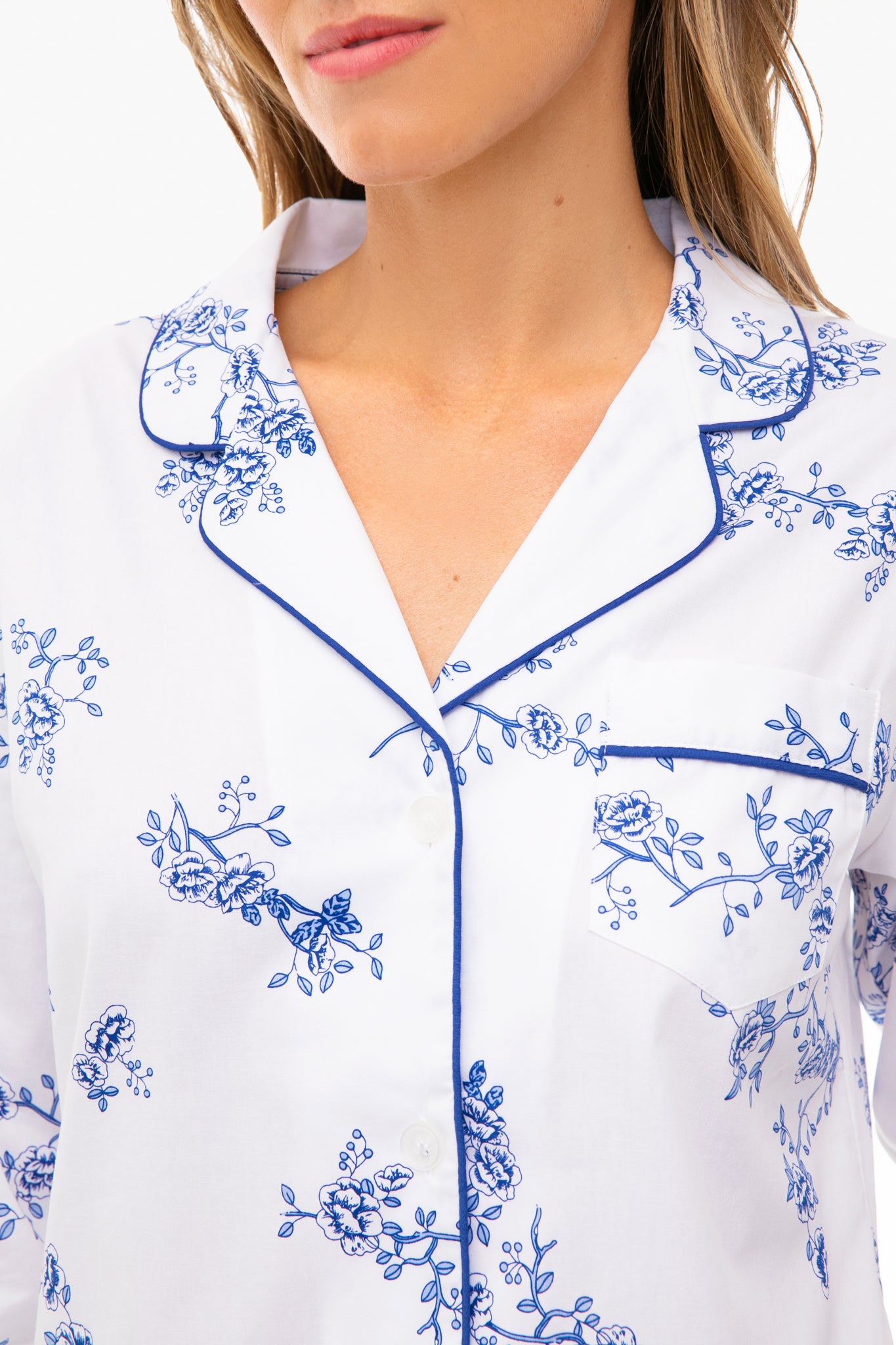 Indigo Floral Pajama Set-Beilave