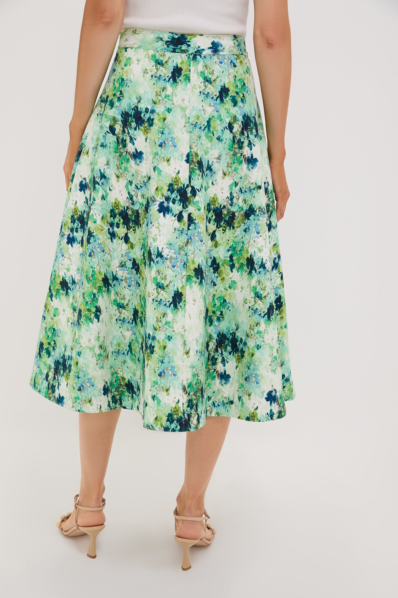 Water Lilies Cotton Seersucker Andrea Circle Skirt-Beilave