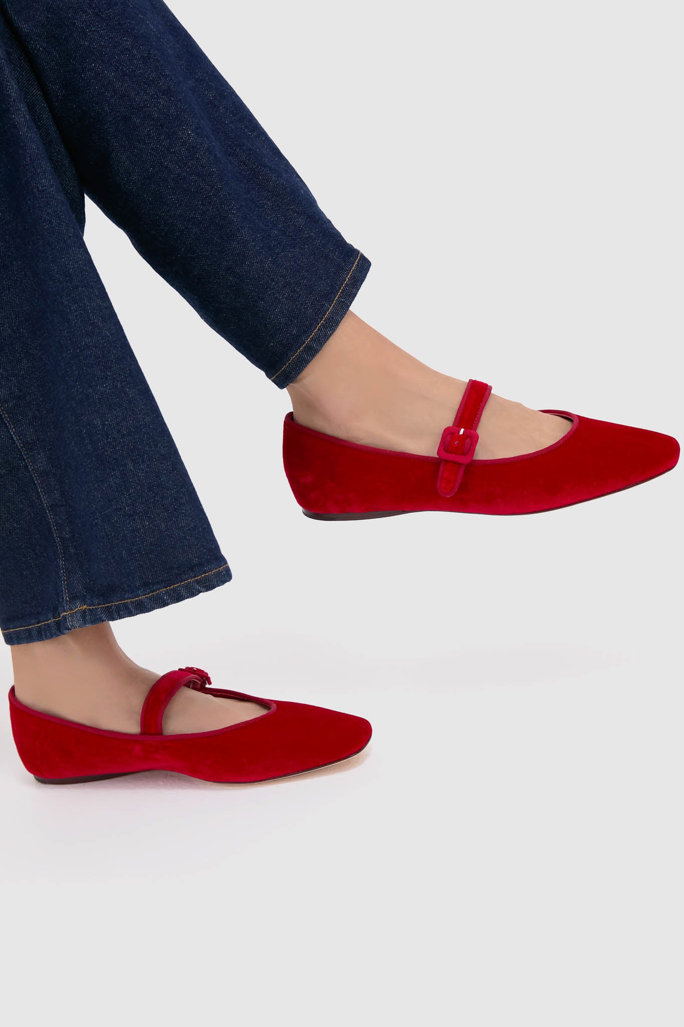 Red Velvet Ginger Mary Jane Flats-Beilave