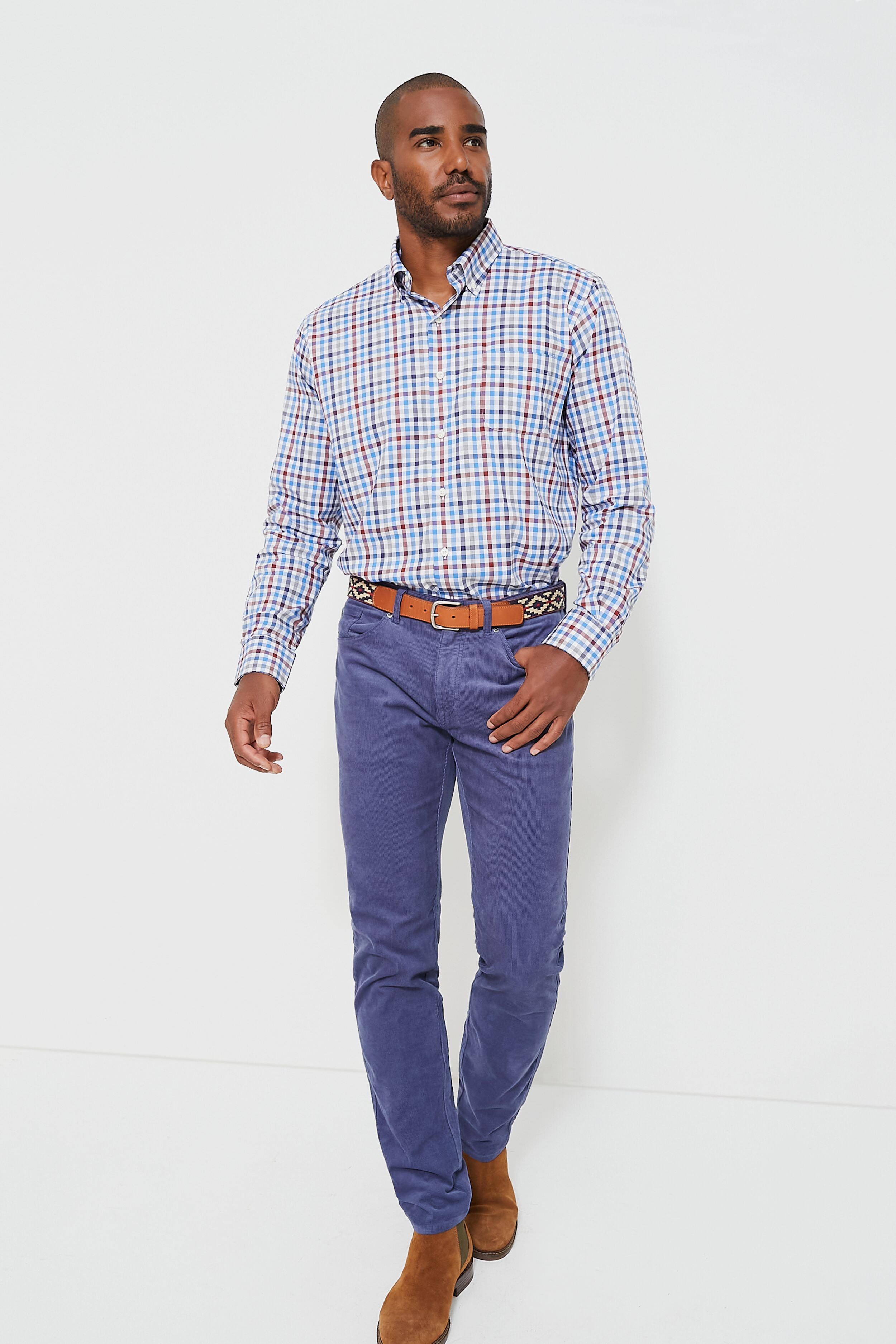 White Orin Cotton-Stretch Sport Shirt-Beilave