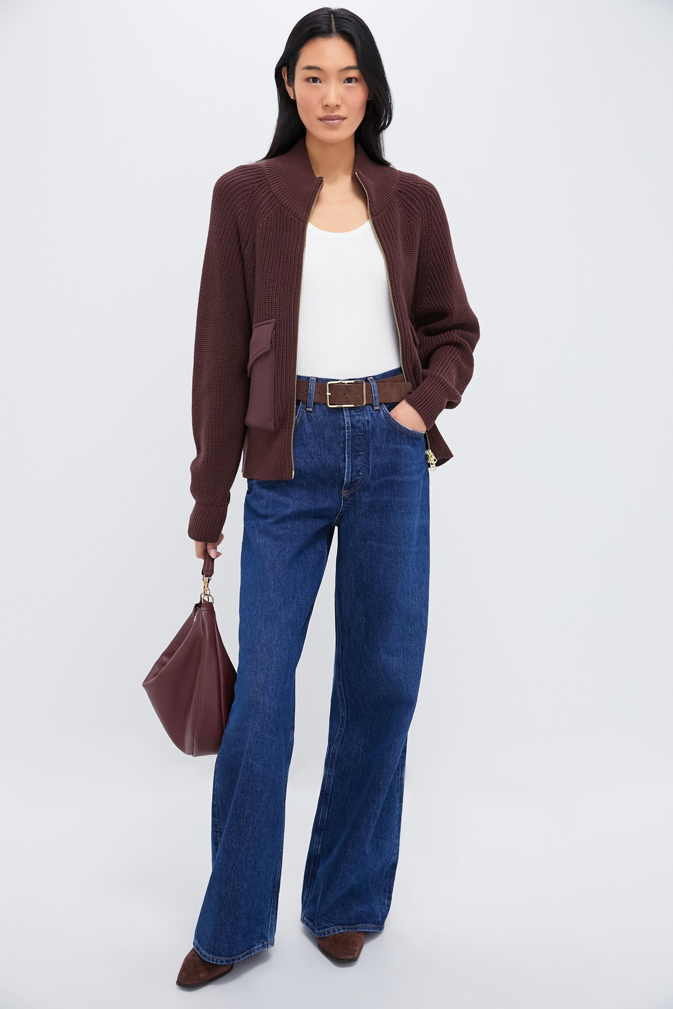 Deep Mahogany Tessa Knit Jacket-Beilave