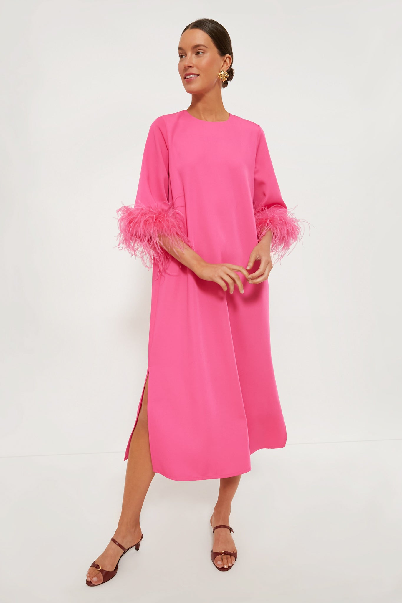 Hot Pink Feather Jamie Dress-Beilave