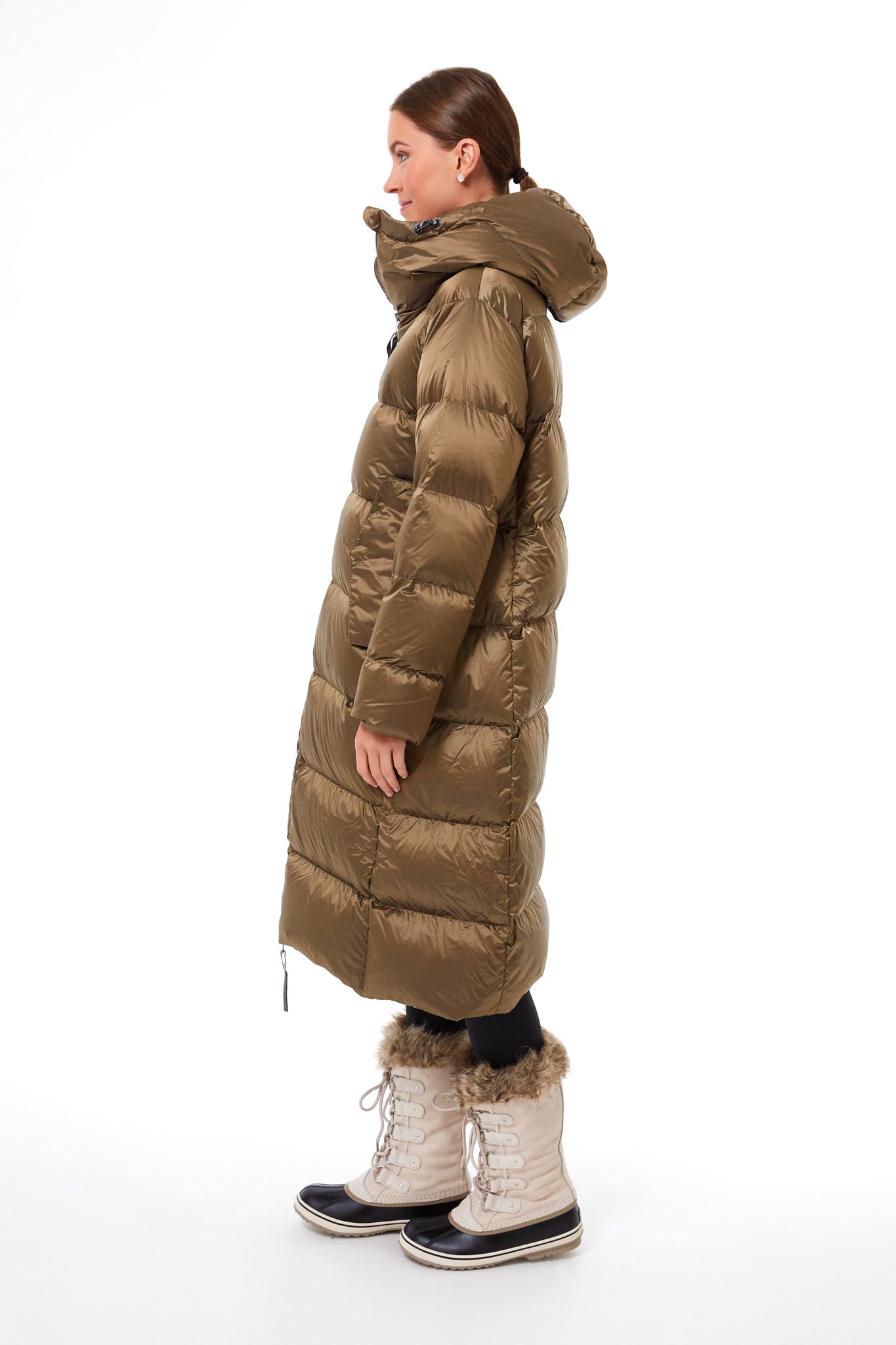 Brushed Olive Metallic Payton Puffer Coat-Beilave