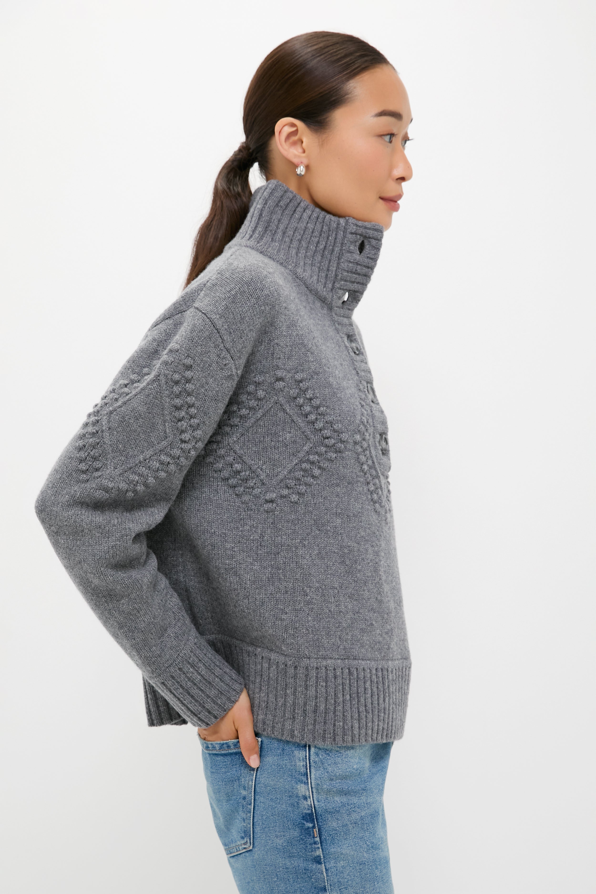 Gray Henry Button-Up Sweater-Beilave
