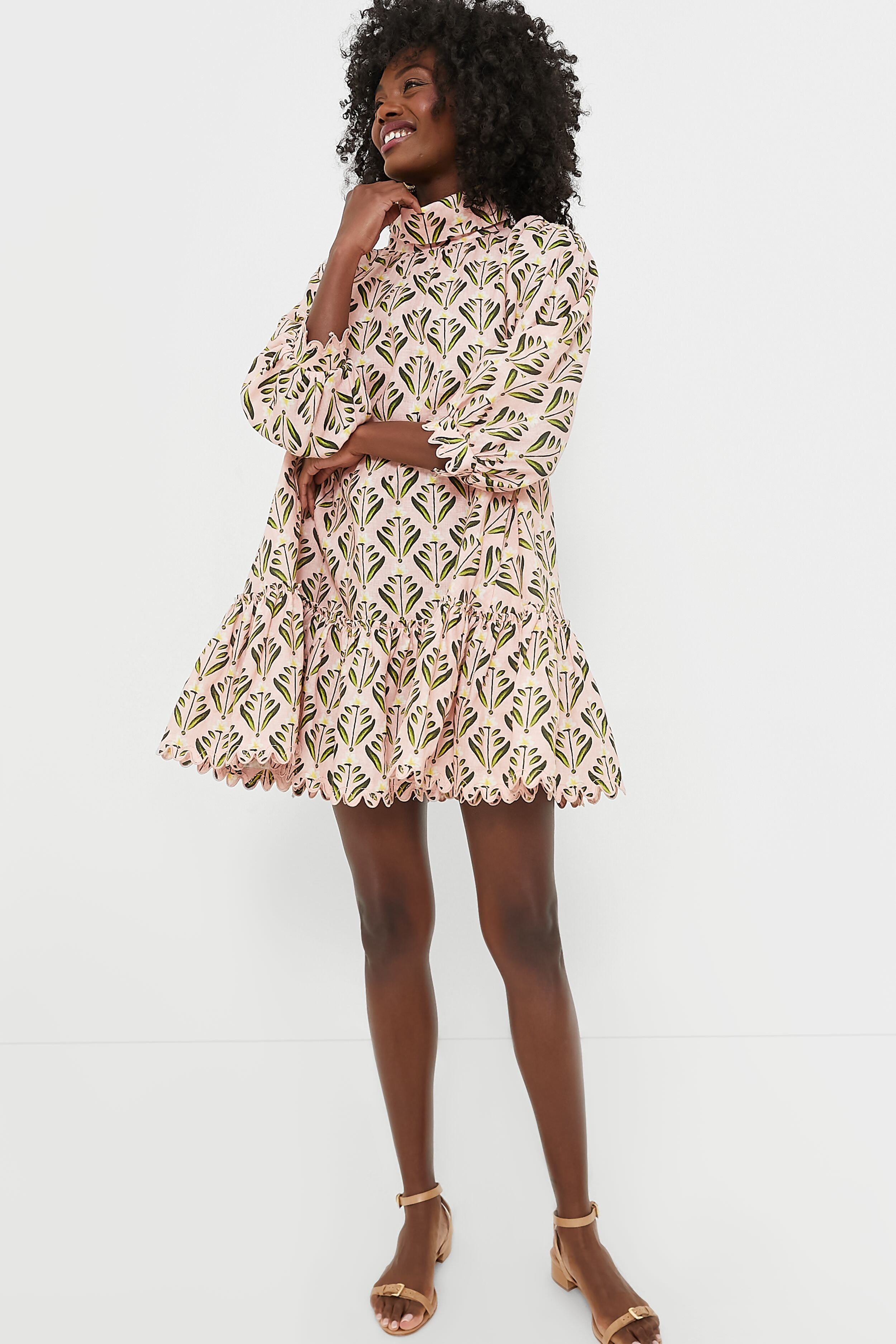 Exclusive Pink Hibisco Mini Dress-Beilave