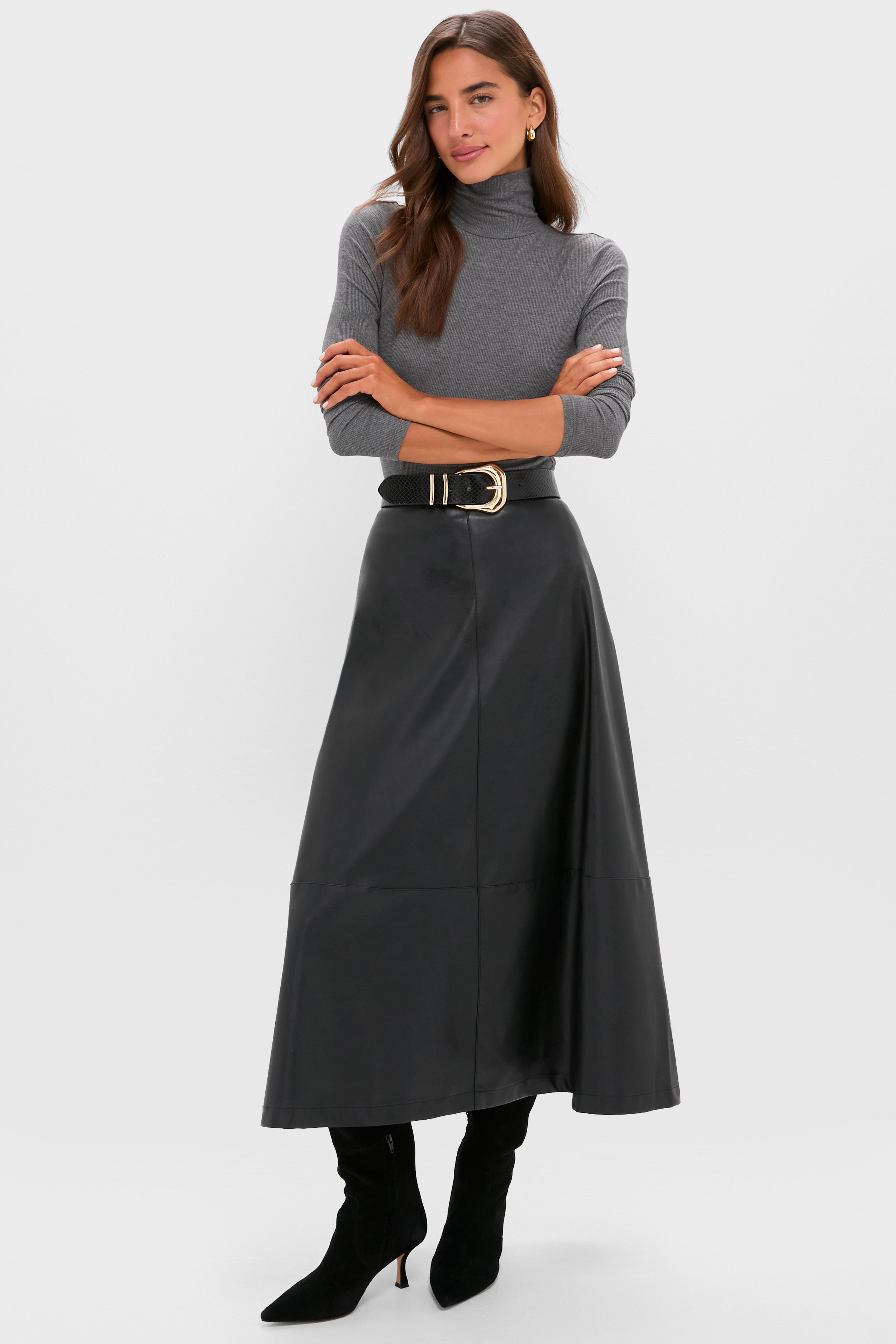 Gray Lightweight Ribbed Topanga Turtleneck-Beilave