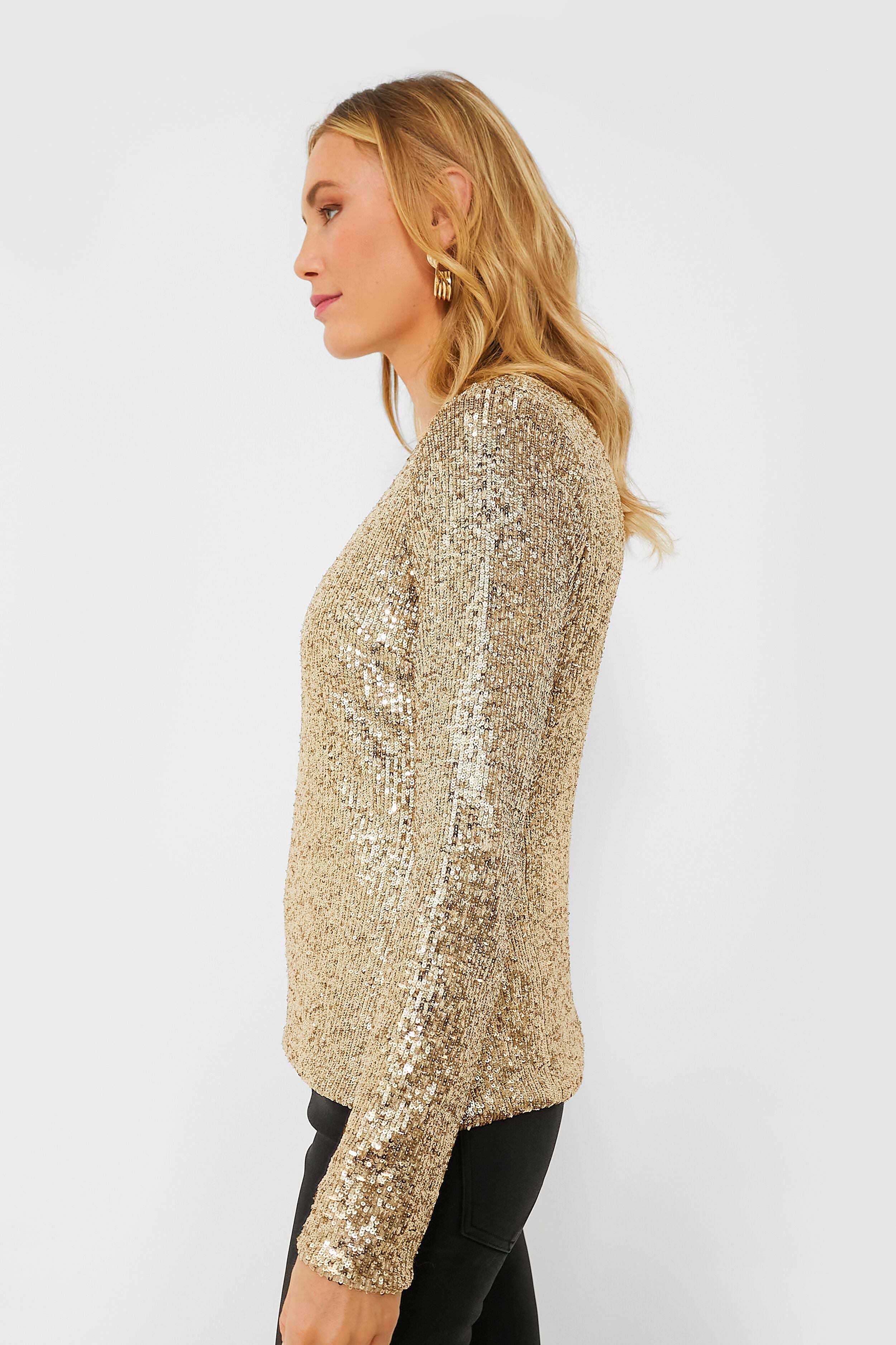 Gold Elvira Sequin Blouse-Beilave