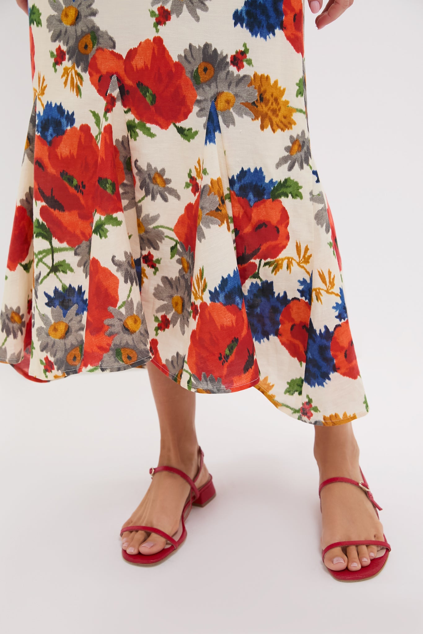 Crimson Poppy Cotton Linen Elodie Dress-Beilave