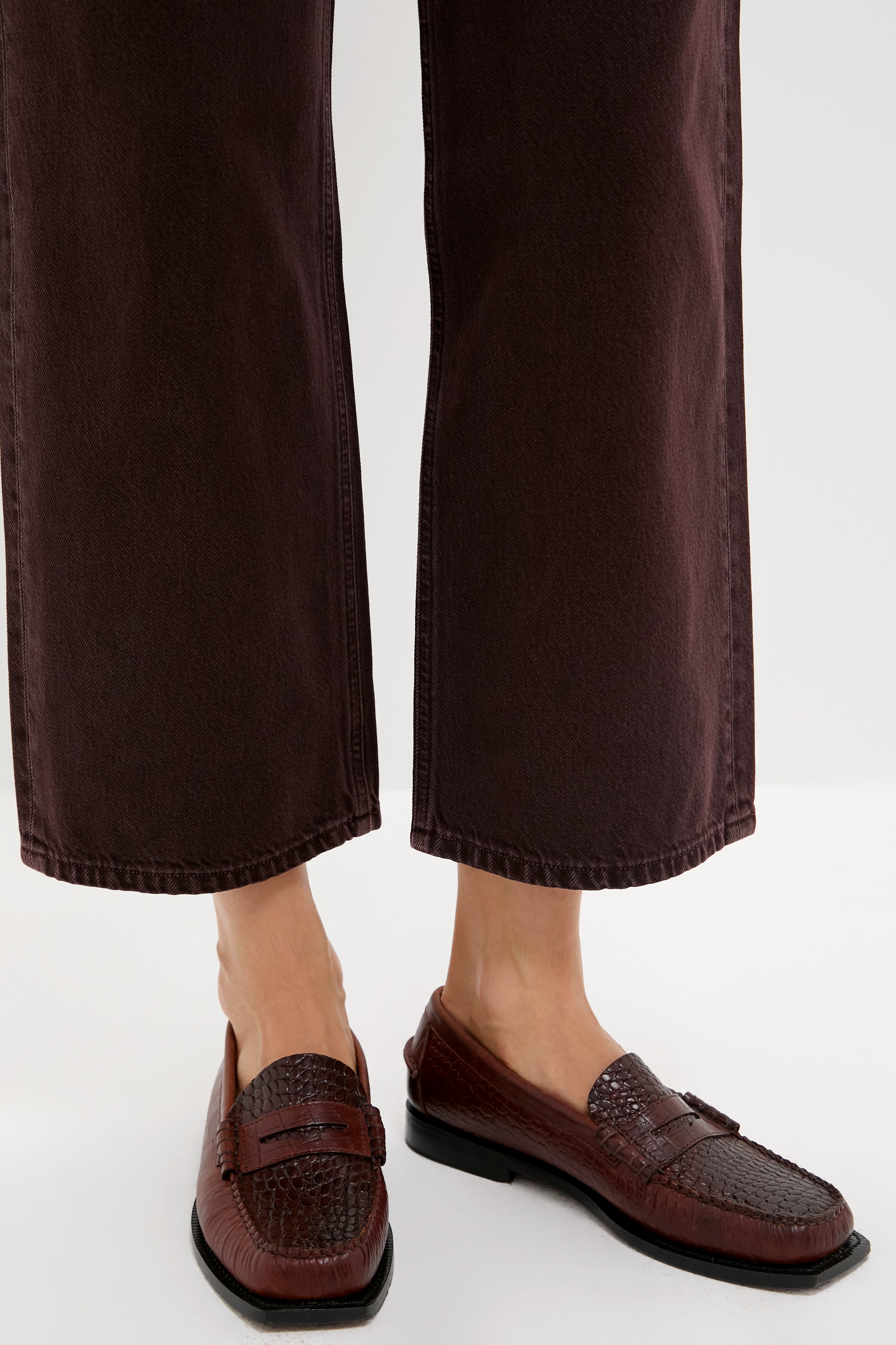 Brown Madison Crocodile Loafers-Beilave