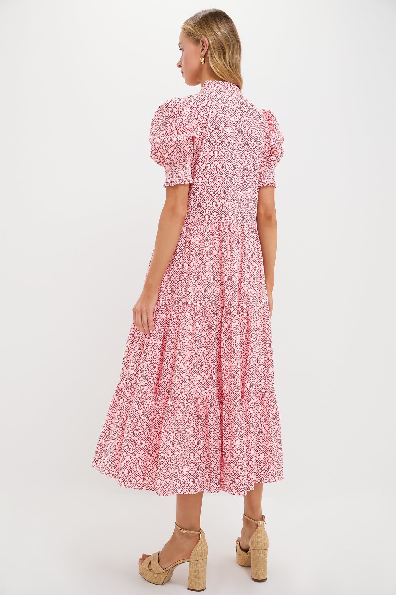 Red & White Quatrefoil Bennett Maxi Dress-Beilave