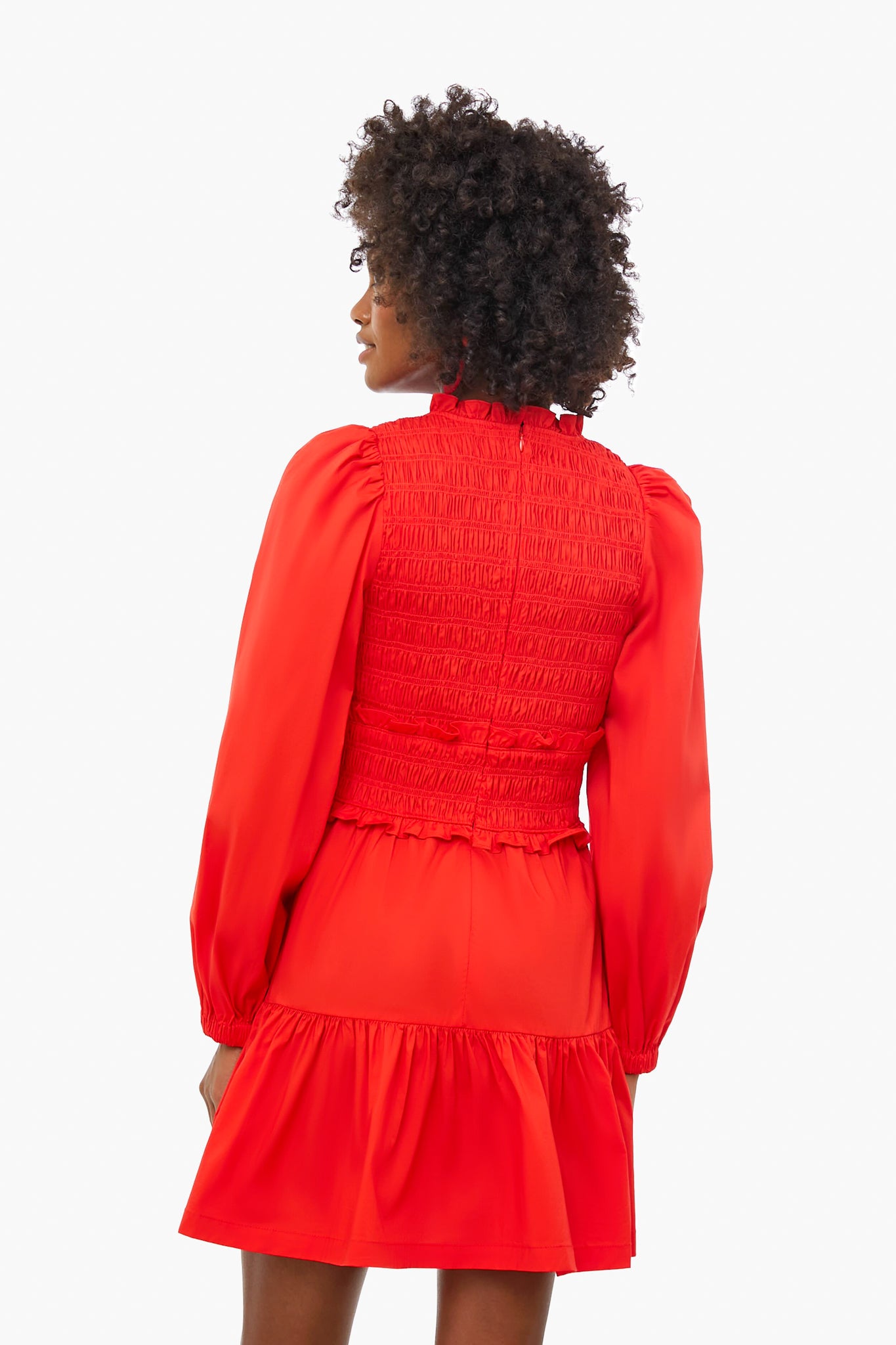 Scarlet Gaia Solid Cotton Long Sleeve Mini Dress-Beilave