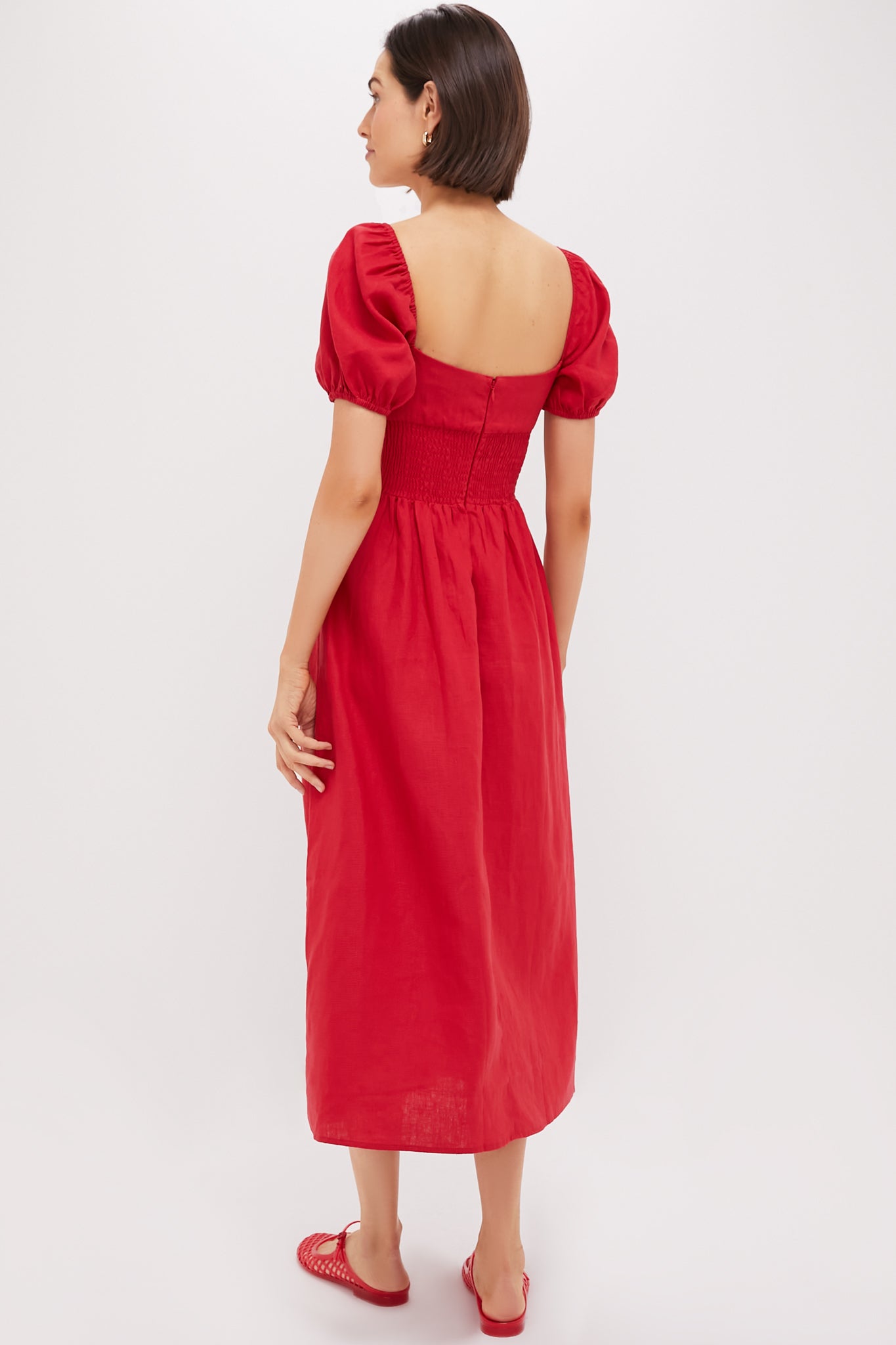 Red Dalia Midi Dress-Beilave