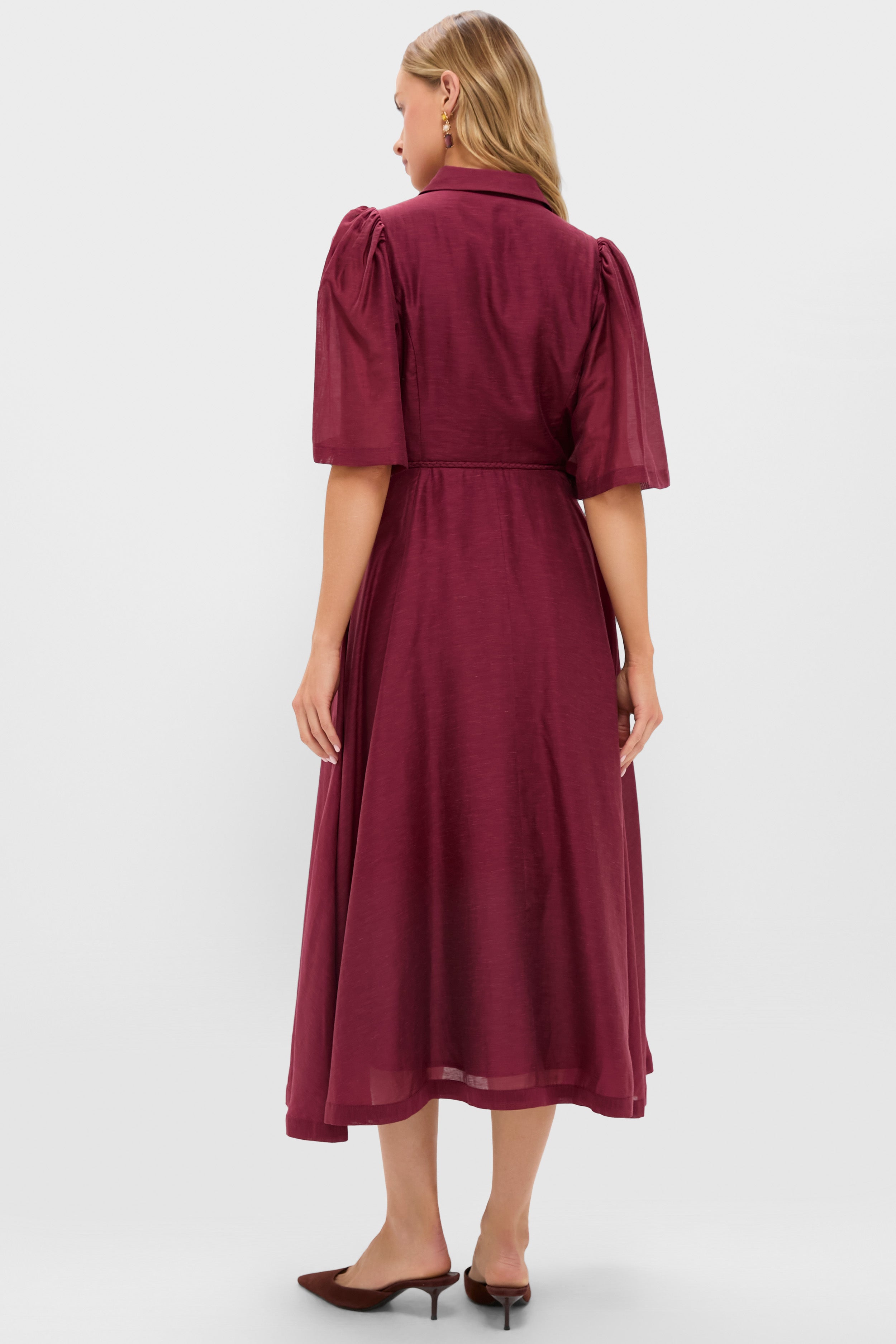 Oxblood Cindy Midi Dress-Beilave