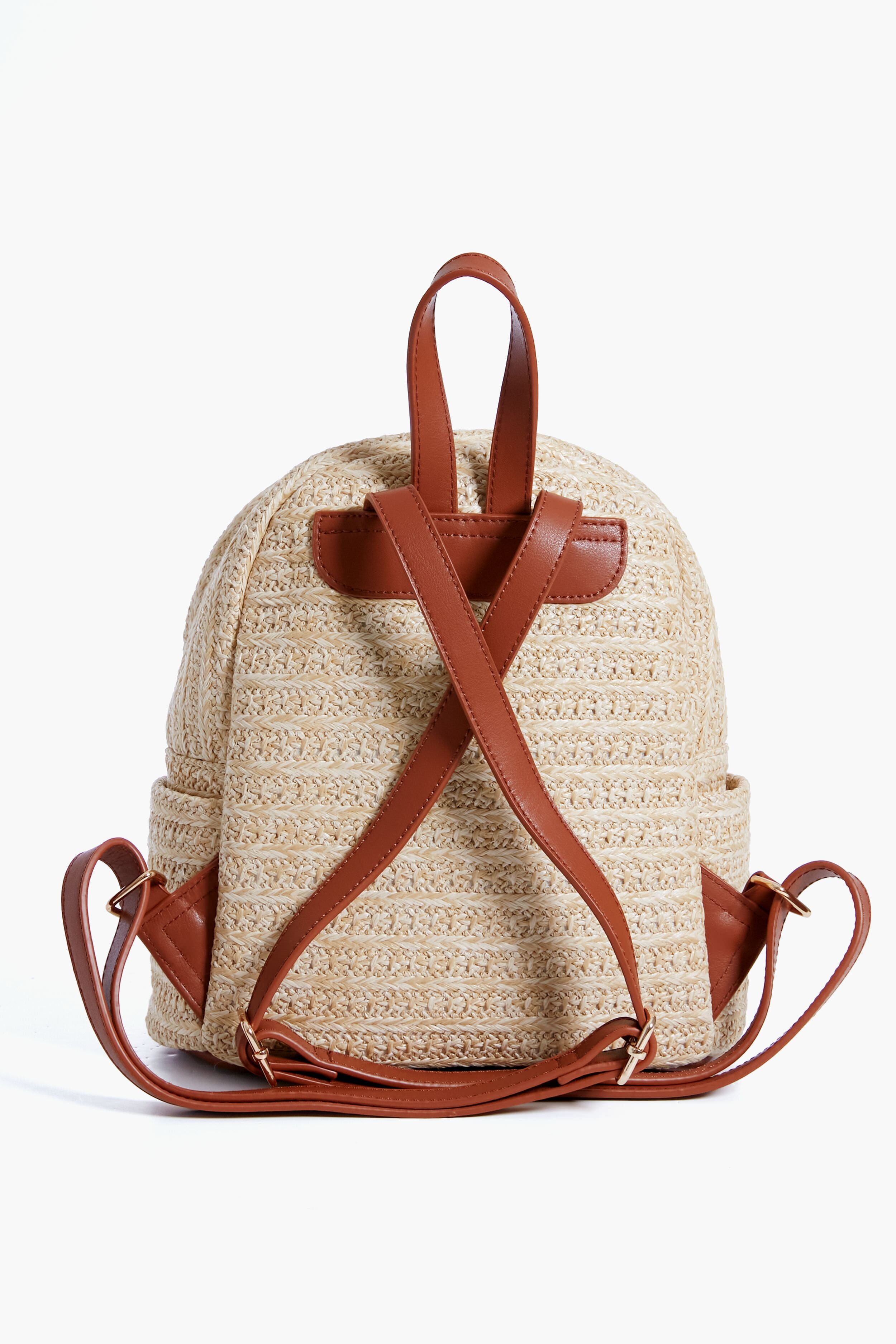 Raffia Braided Backpack-Beilave