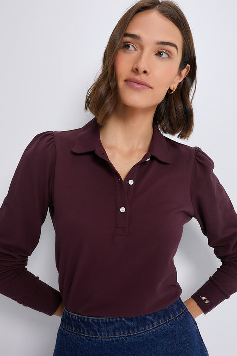 Winetasting Long Sleeve Pique Puff Sleeve Peggy Polo-Beilave
