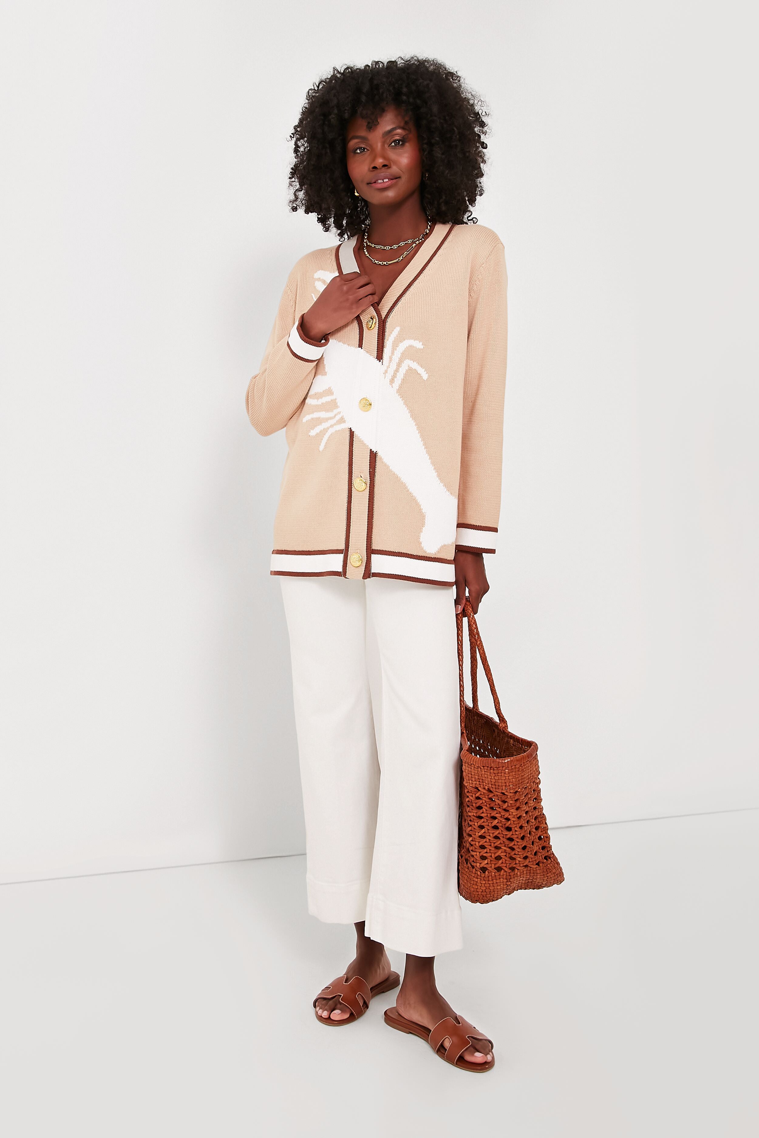 Tan Lobster Cotton Lauren Cardigan-Beilave