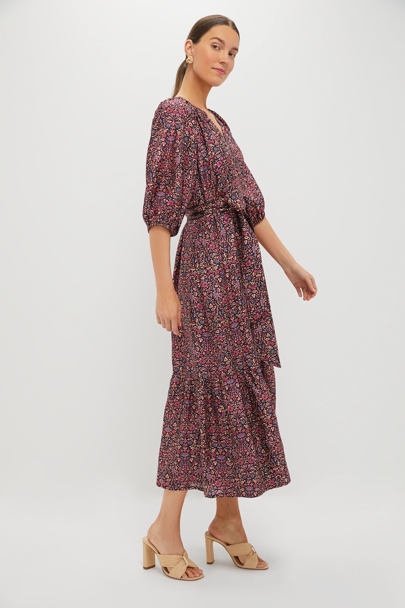 Raspberry Vine Floral Lyles Dress-Beilave