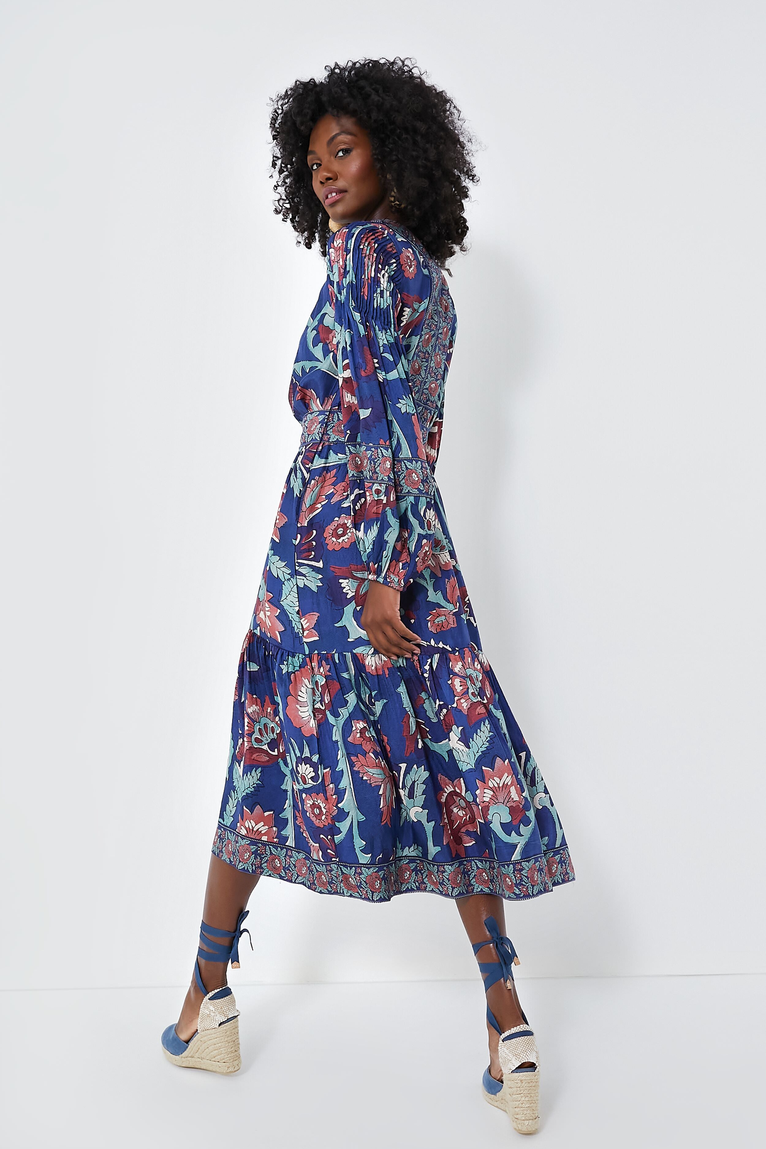 Rose Rory Print Long Sleeve Dress with Belt-Beilave