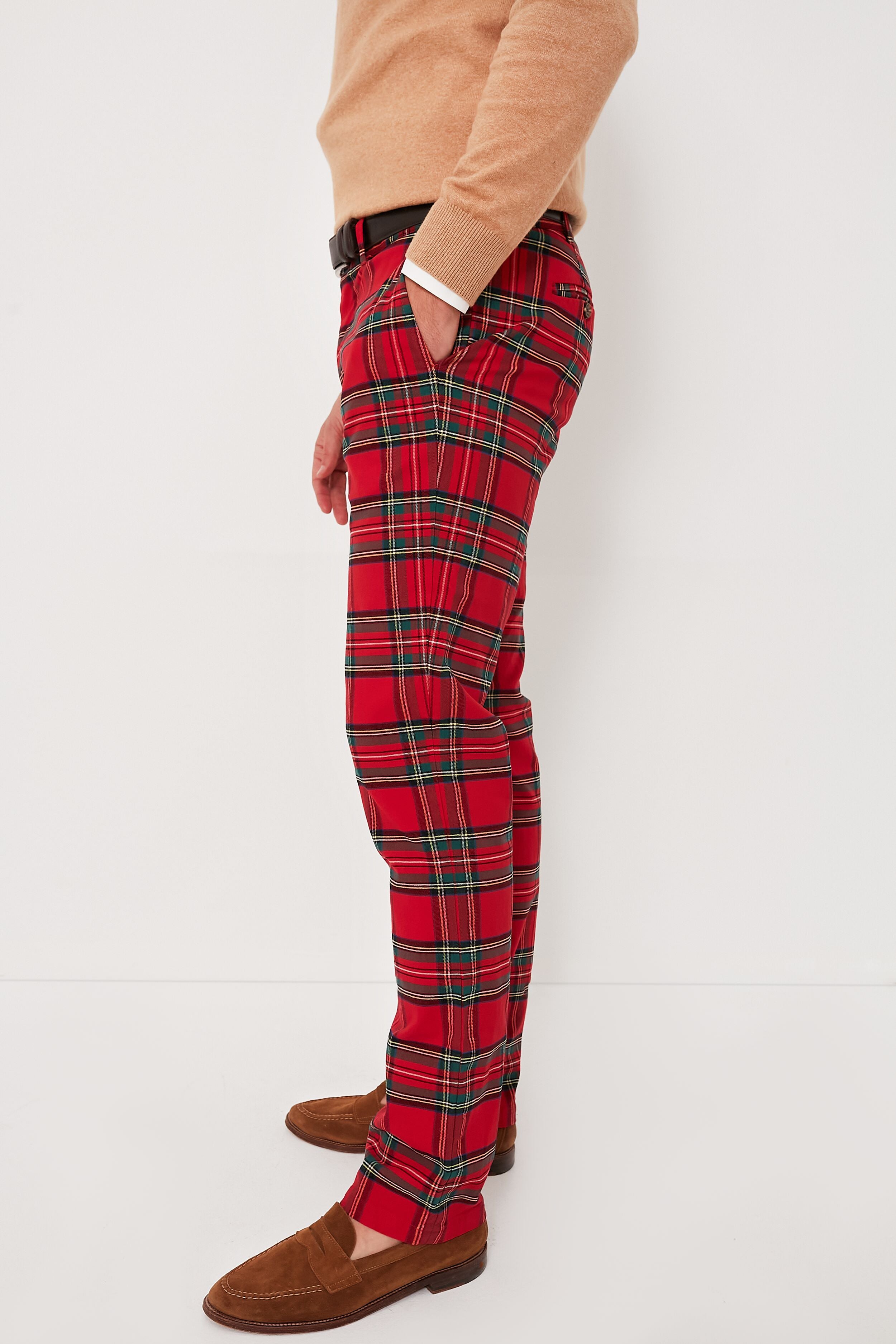 Royal Stewart Tartan Stretch Twill Harbor Pants (34" Inseam)-Beilave