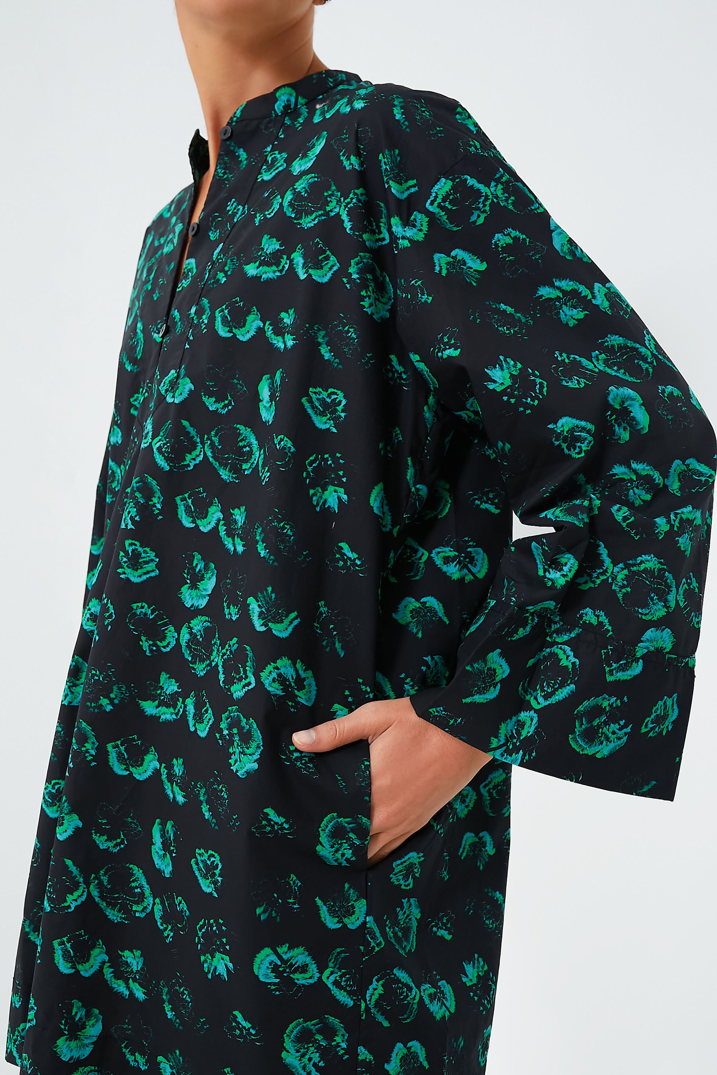 Green Distorted Pansy Abi Dress-Beilave