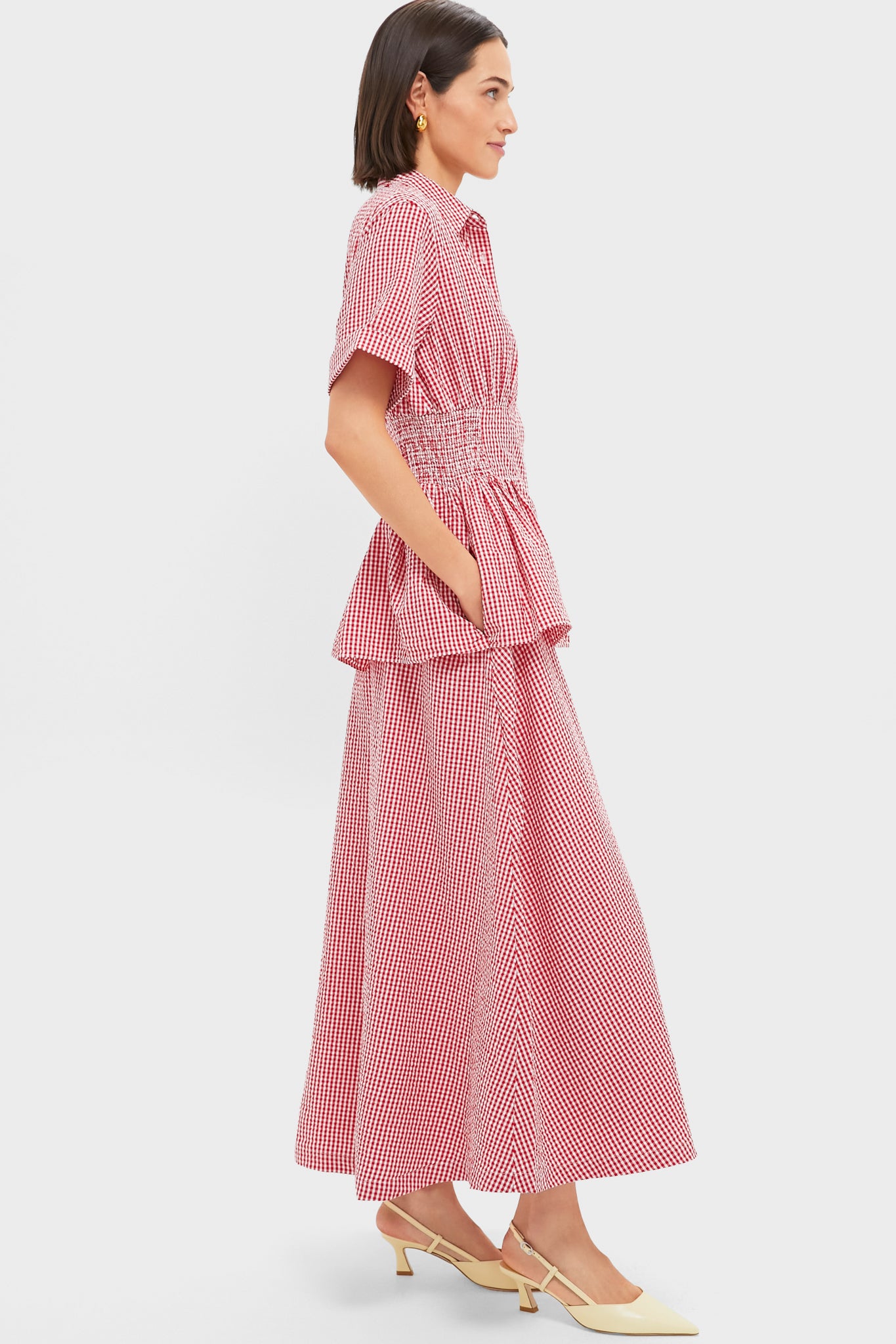 Red Gingham Boogie Woogie Bugle Boy Dress-Beilave