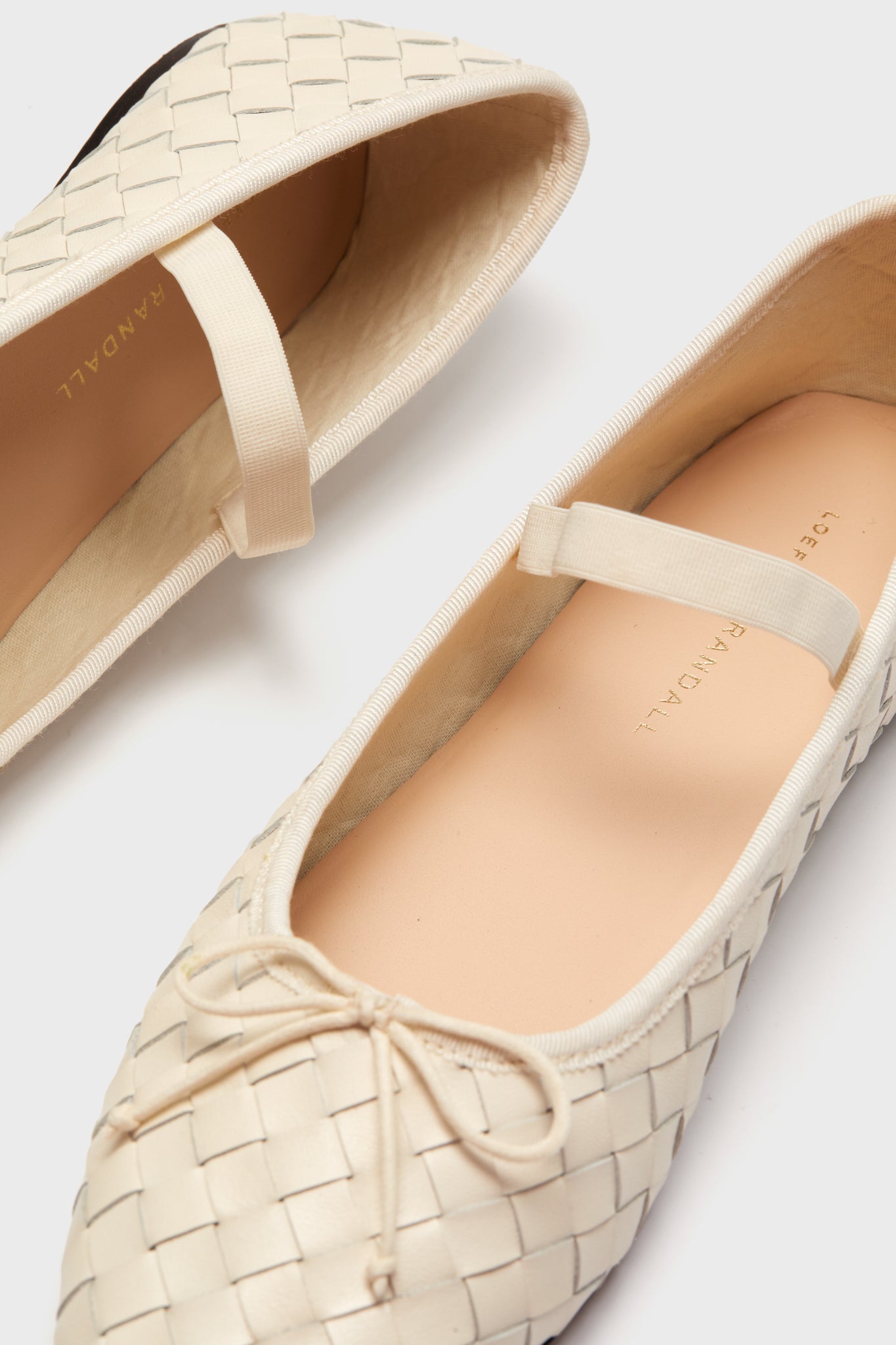 Cream Woven Leather Leonie Flats-Beilave