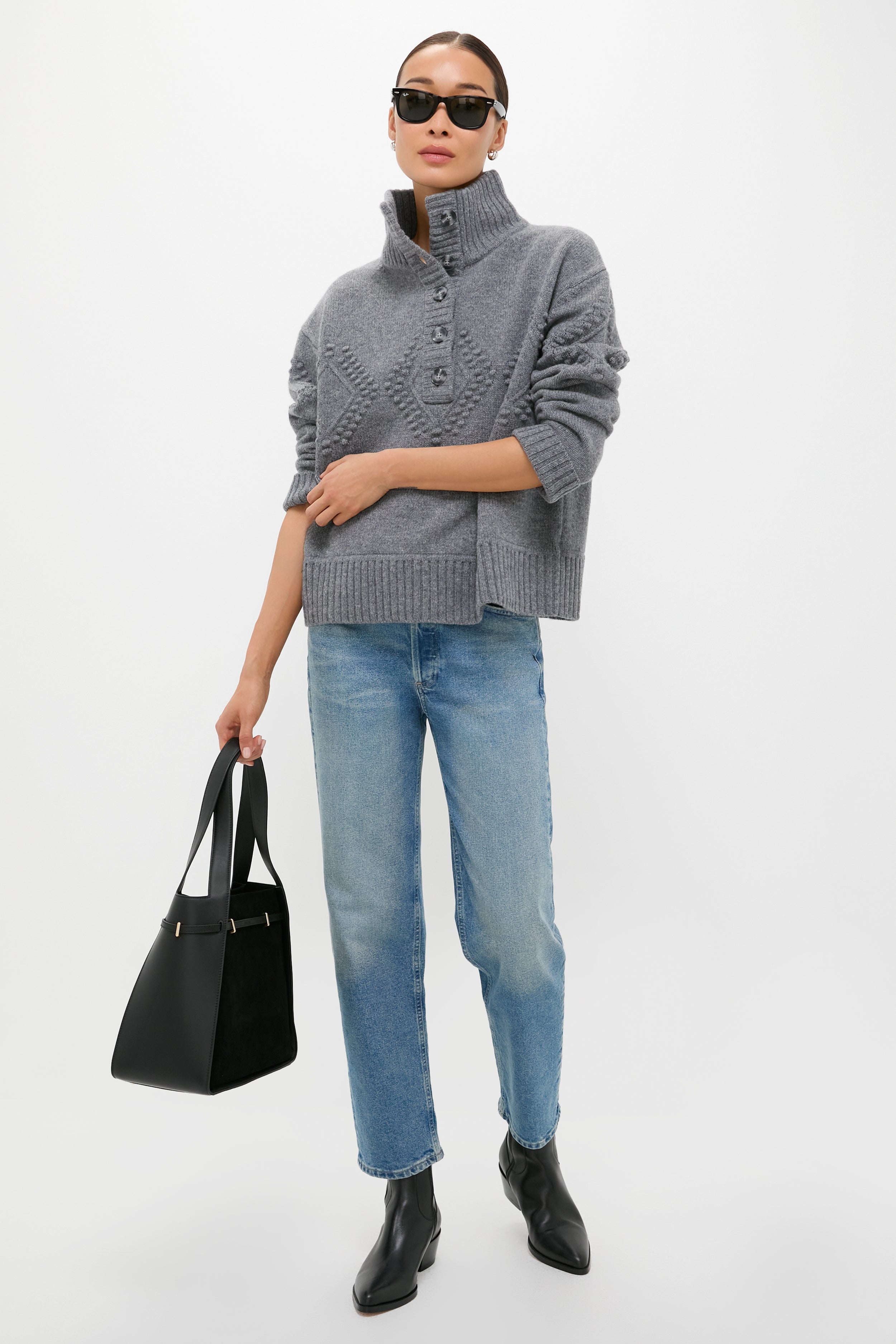 Gray Henry Button-Up Sweater-Beilave